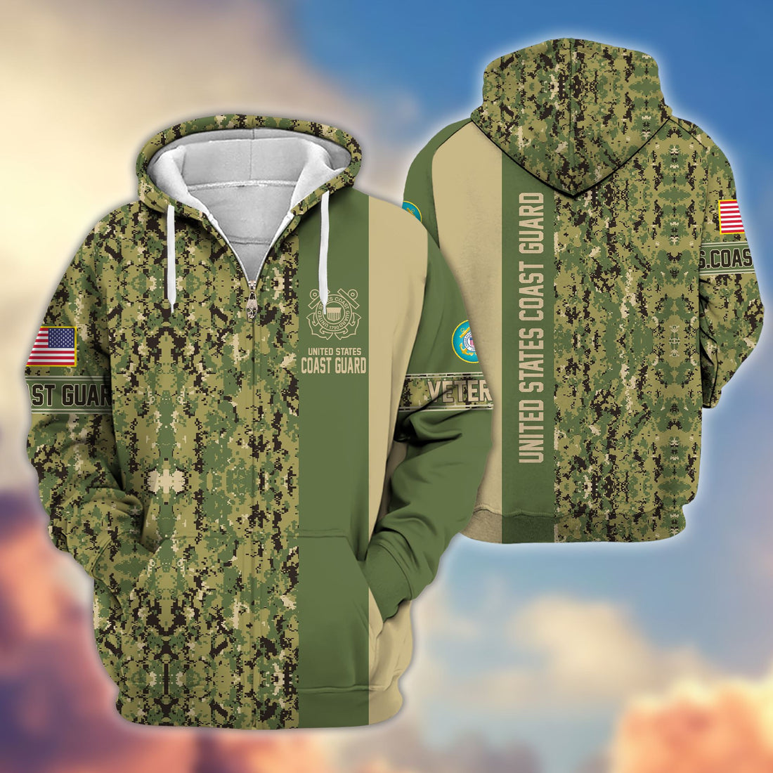 Premium USCG Veteran Zip Hoodie VPVC605305, Gifts For Coast Guard Veteran