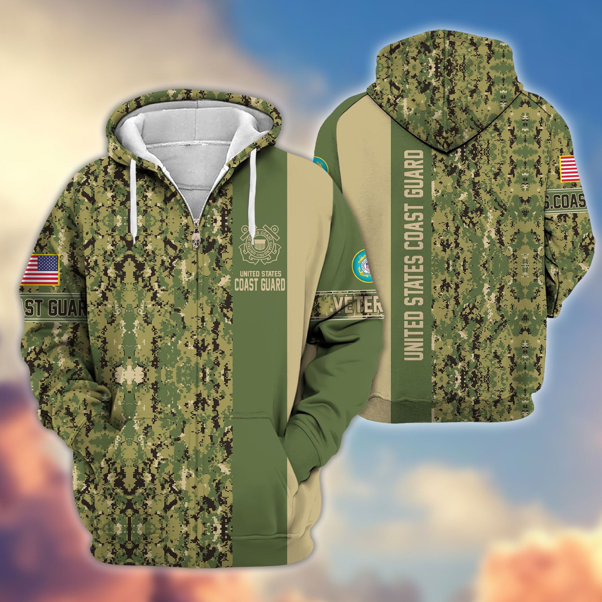 Premium USCG Veteran Zip Hoodie VPVC605305, Gifts For Coast Guard Veteran