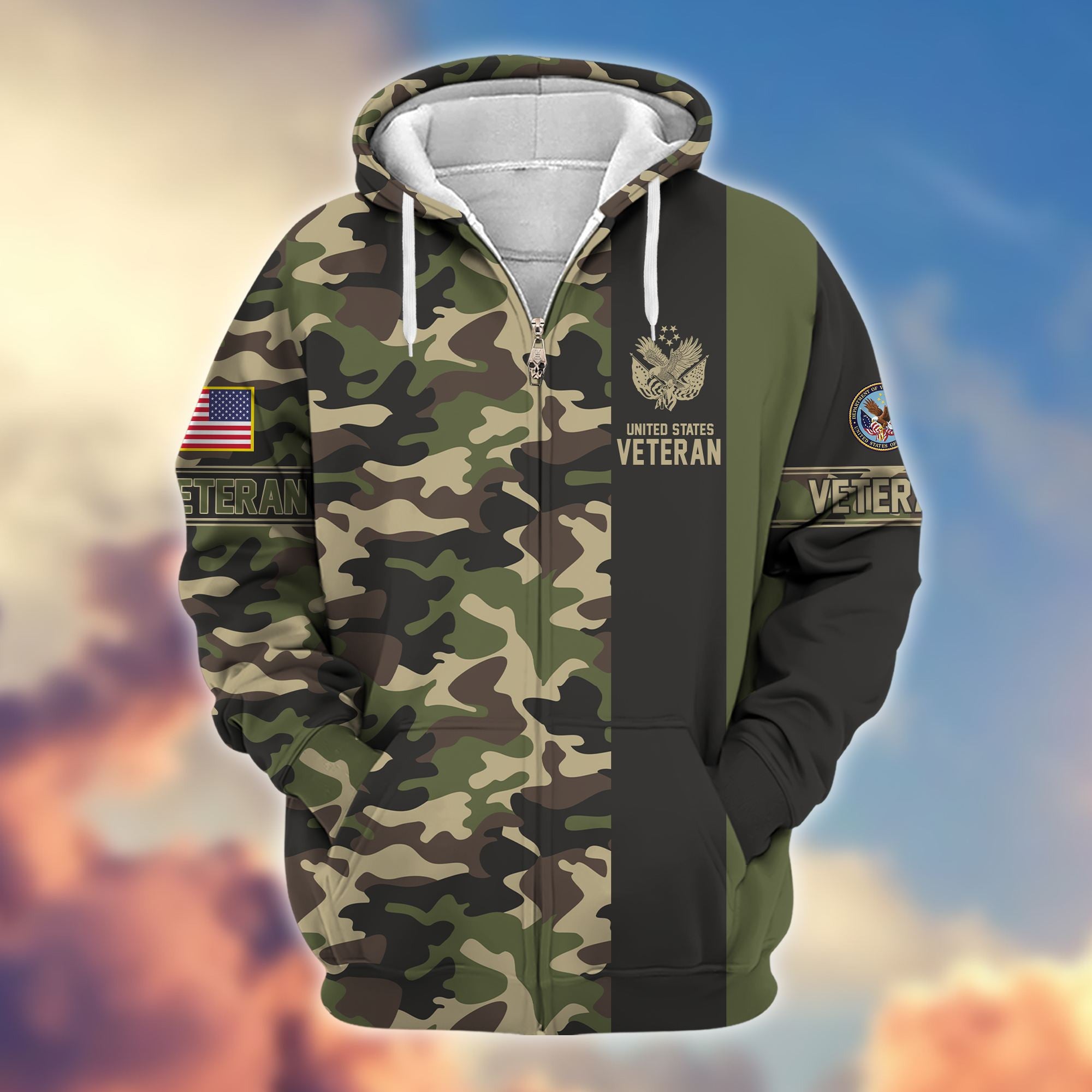 Premium US Veteran Zip Hoodie VPVC605307, Gifts For US Veteran