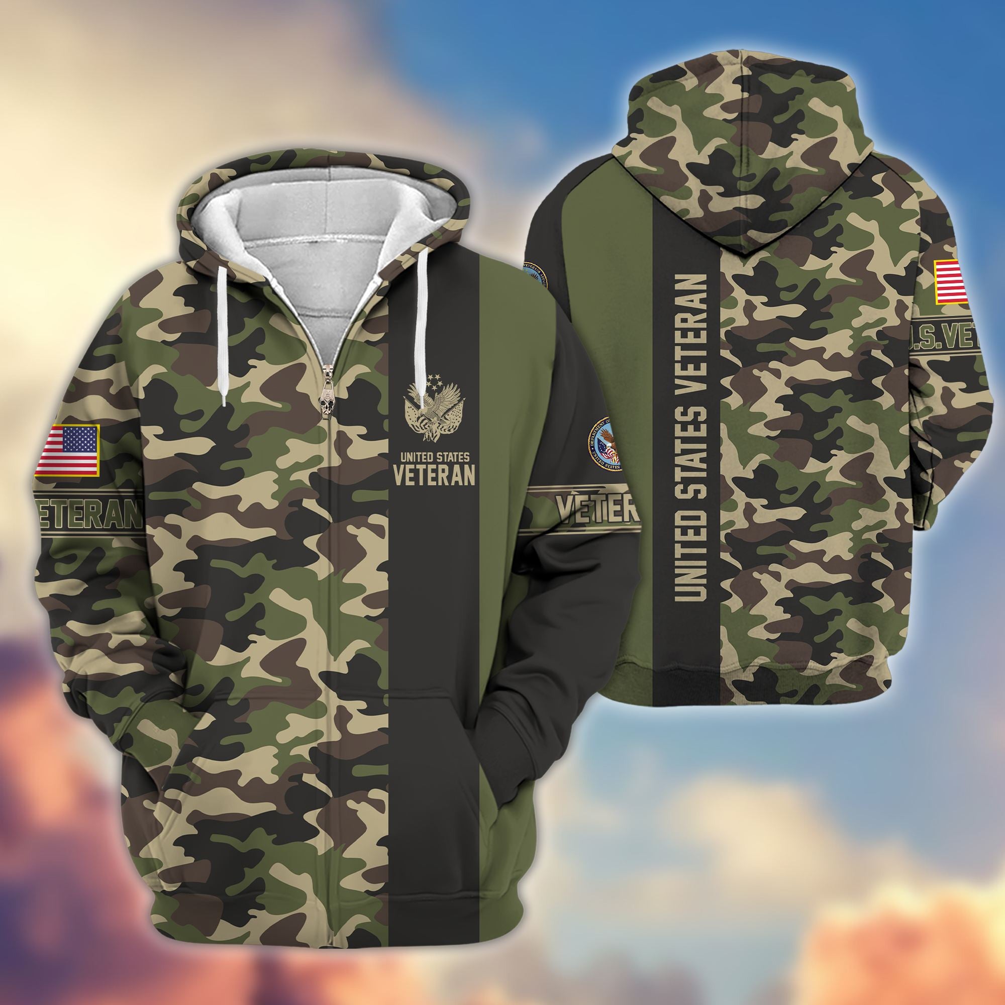 Premium US Veteran Zip Hoodie VPVC605307, Gifts For US Veteran