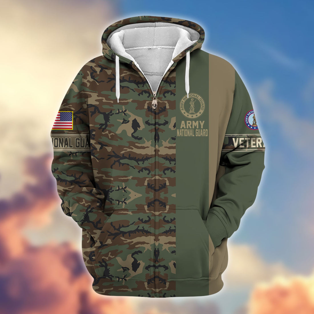 Premium Army National Guard Zip Hoodie VPVC605308, Gifts For Army National Guard Veteran