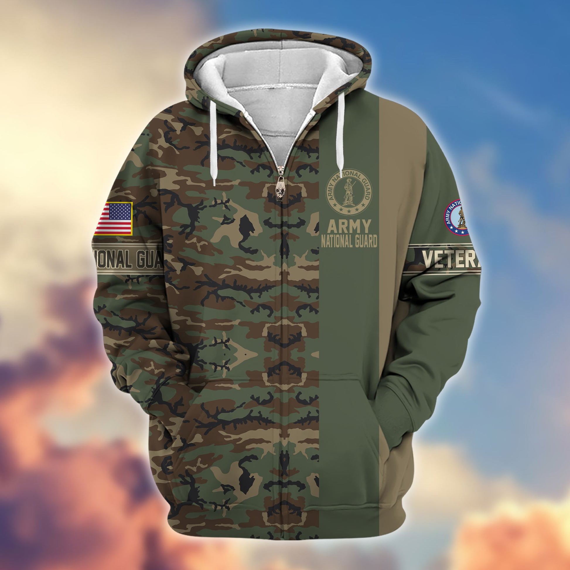 Premium Army National Guard Zip Hoodie VPVC605308, Gifts For Army National Guard Veteran
