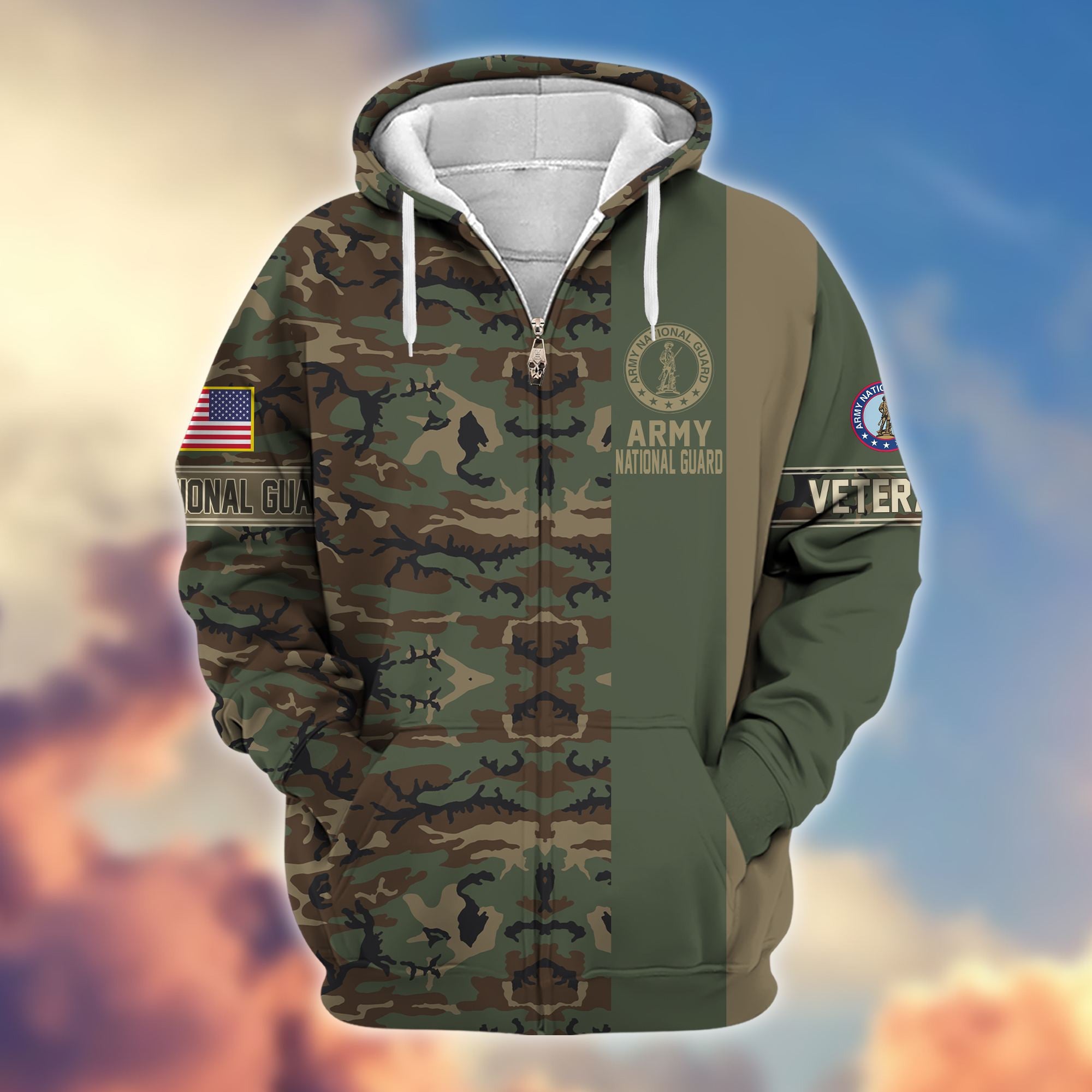 Premium Army National Guard Zip Hoodie VPVC605308, Gifts For Army National Guard Veteran