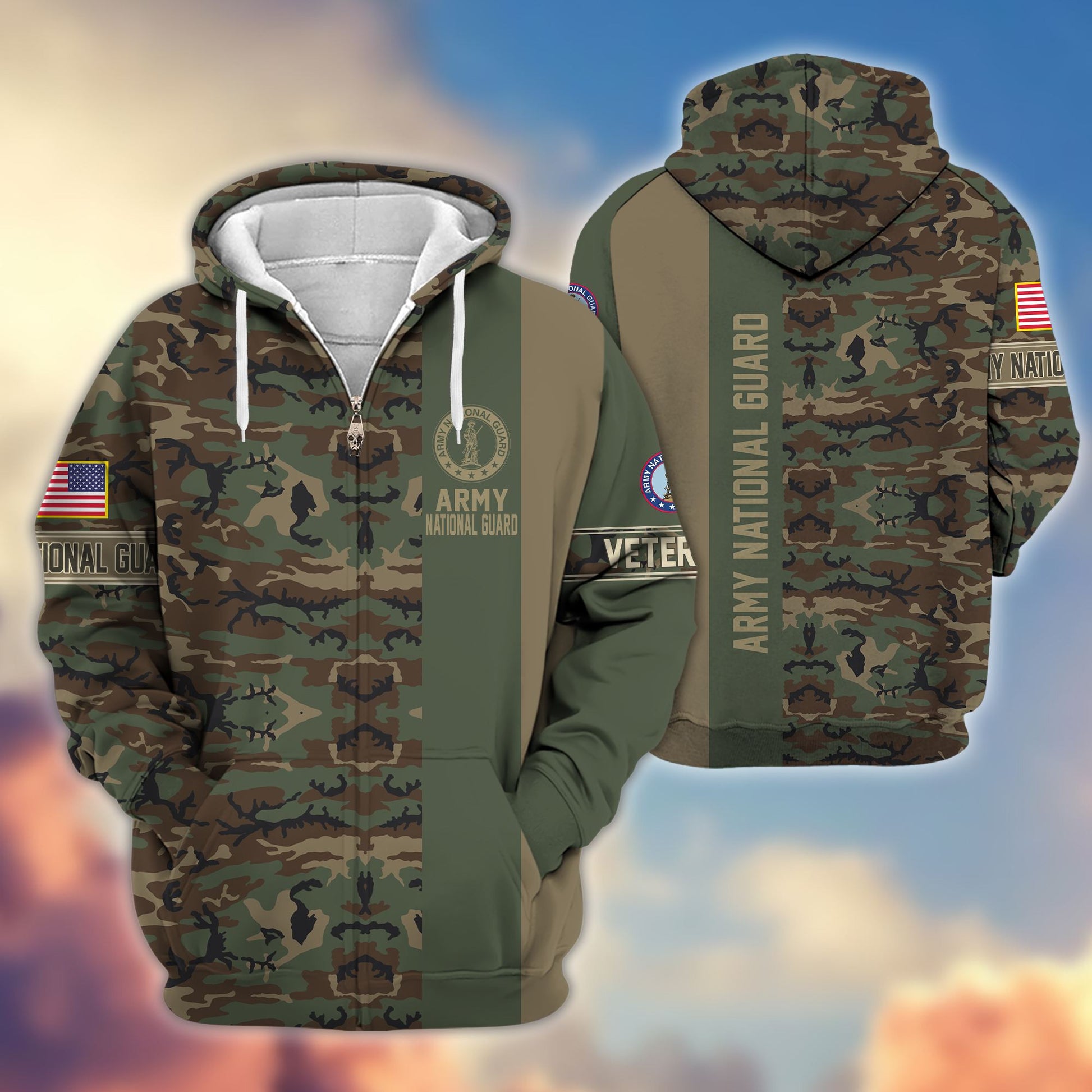 Premium Army National Guard Zip Hoodie VPVC605308, Gifts For Army National Guard Veteran