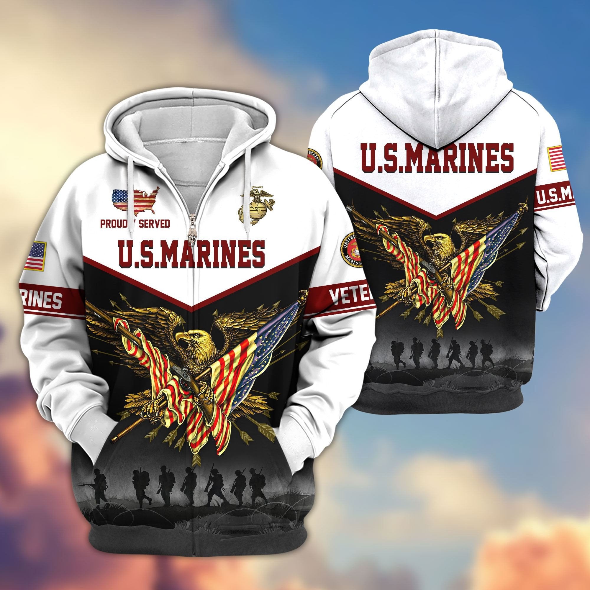 Premium US Veterans Zip Hoodie APHN091013, Gifts For US Veterans, Gifts For Veterans Day