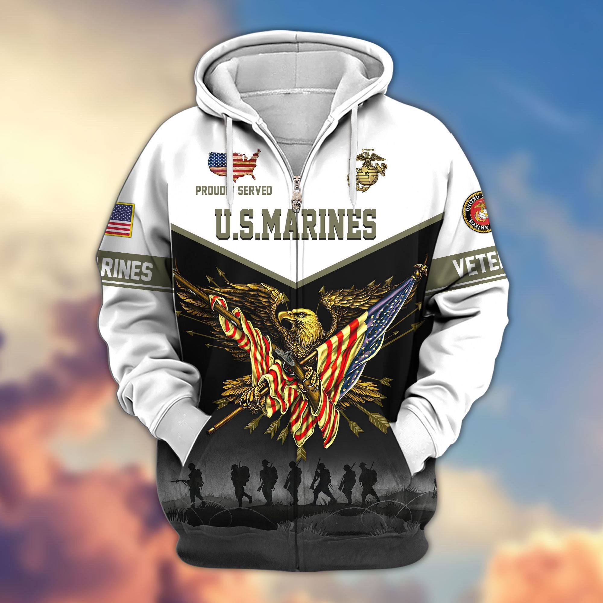 Premium US Veterans Zip Hoodie APHN091013, Gifts For US Veterans, Gifts For Veterans Day