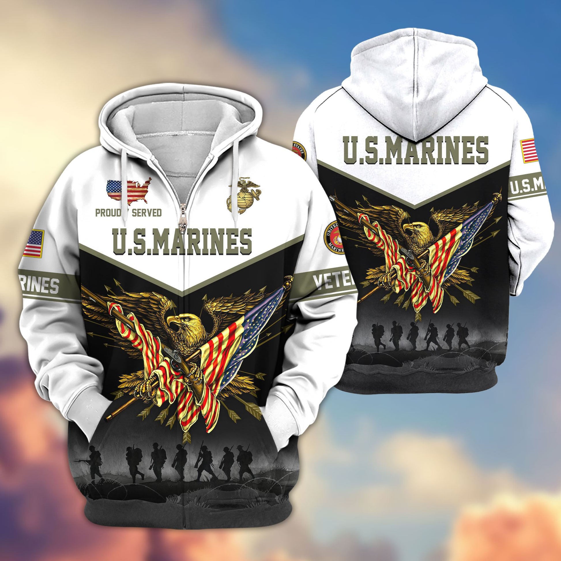 Premium US Veterans Zip Hoodie APHN091013, Gifts For US Veterans, Gifts For Veterans Day