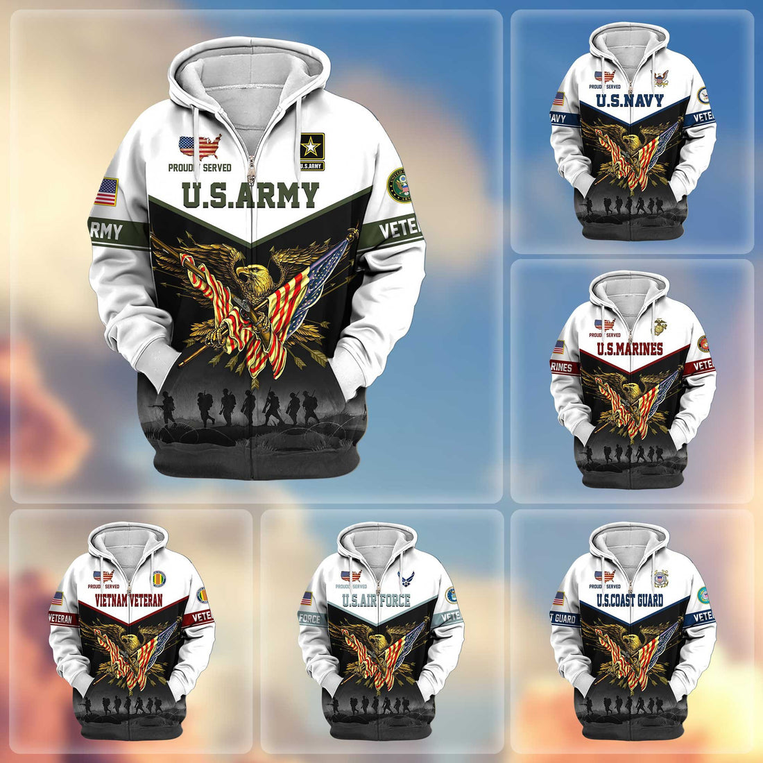 Premium US Veterans Zip Hoodie APHN091013, Gifts For US Veterans, Gifts For Veterans Day