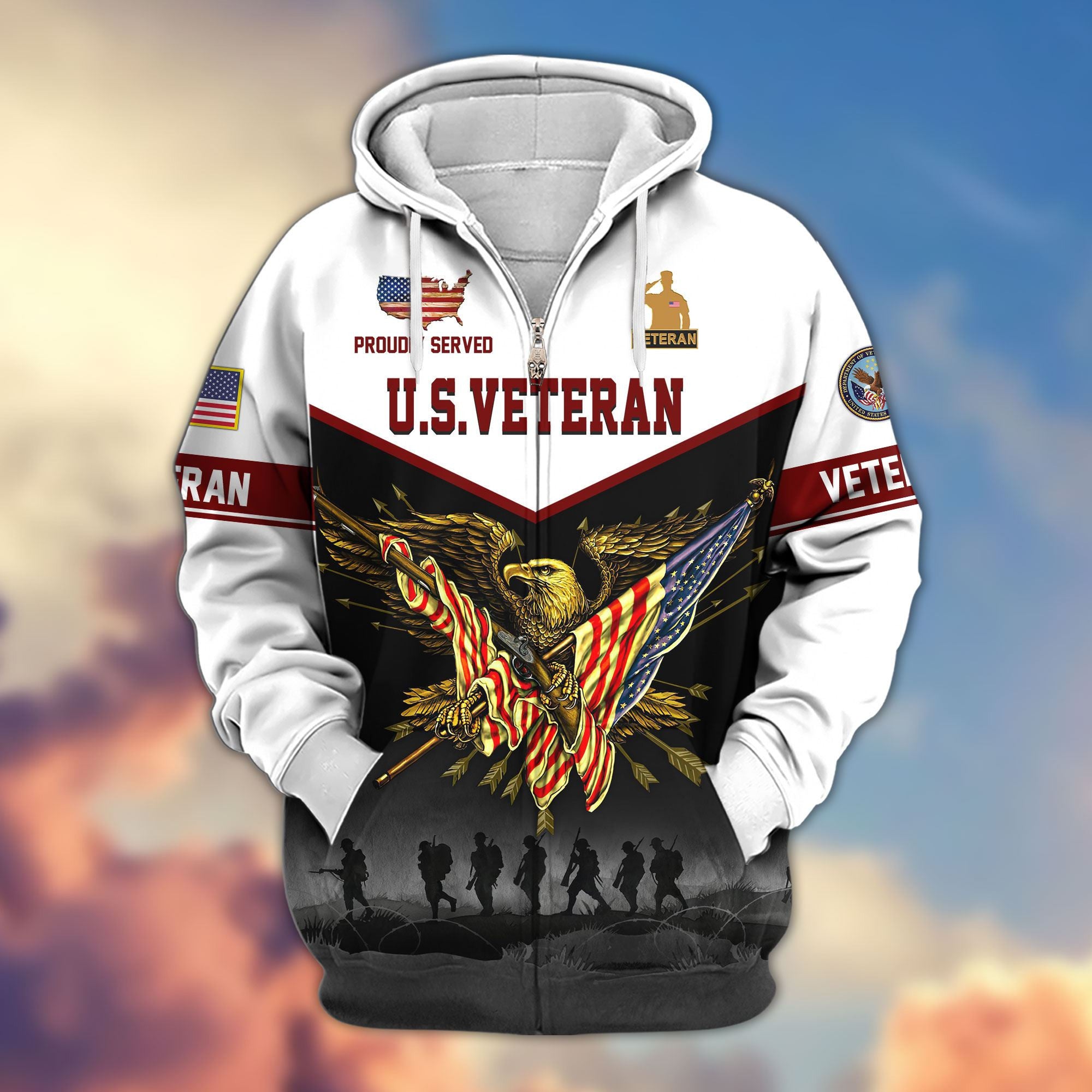Premium US Veterans Zip Hoodie APHN091013, Gifts For US Veterans, Gifts For Veterans Day