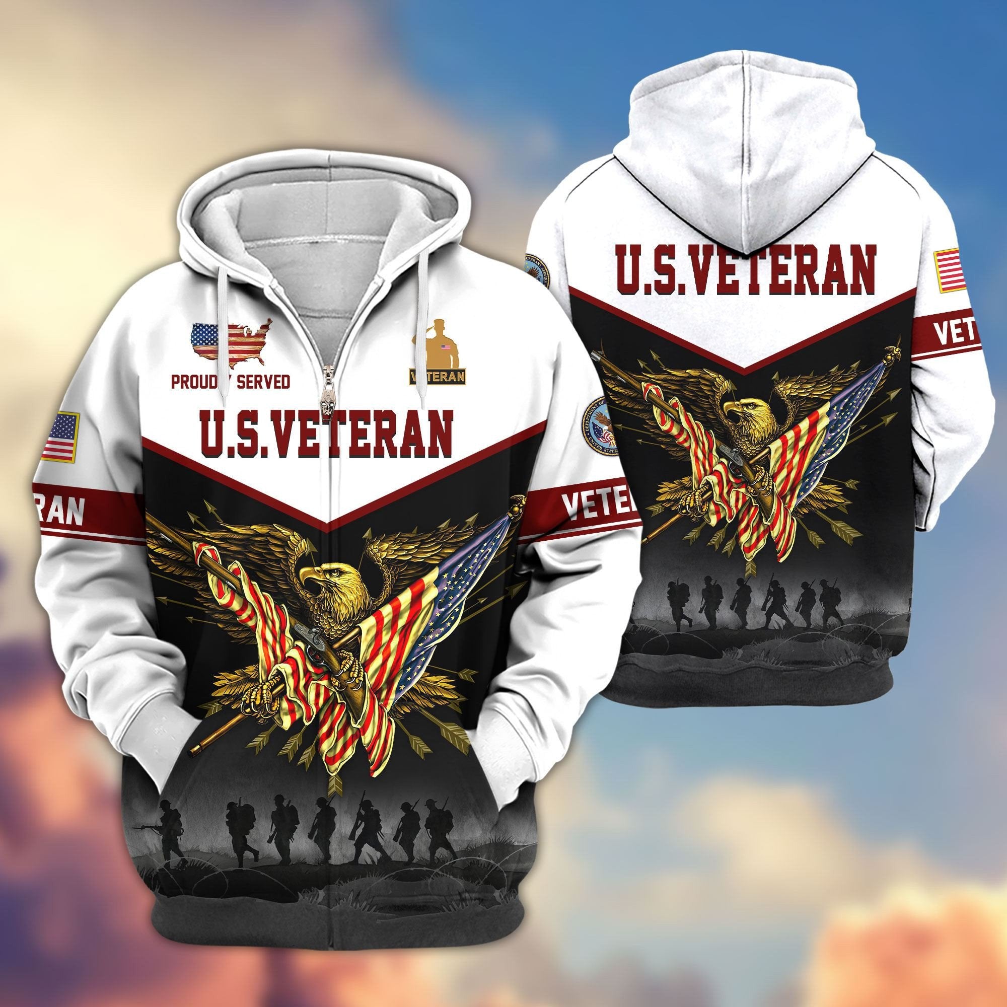 Premium US Veterans Zip Hoodie APHN091013, Gifts For US Veterans, Gifts For Veterans Day