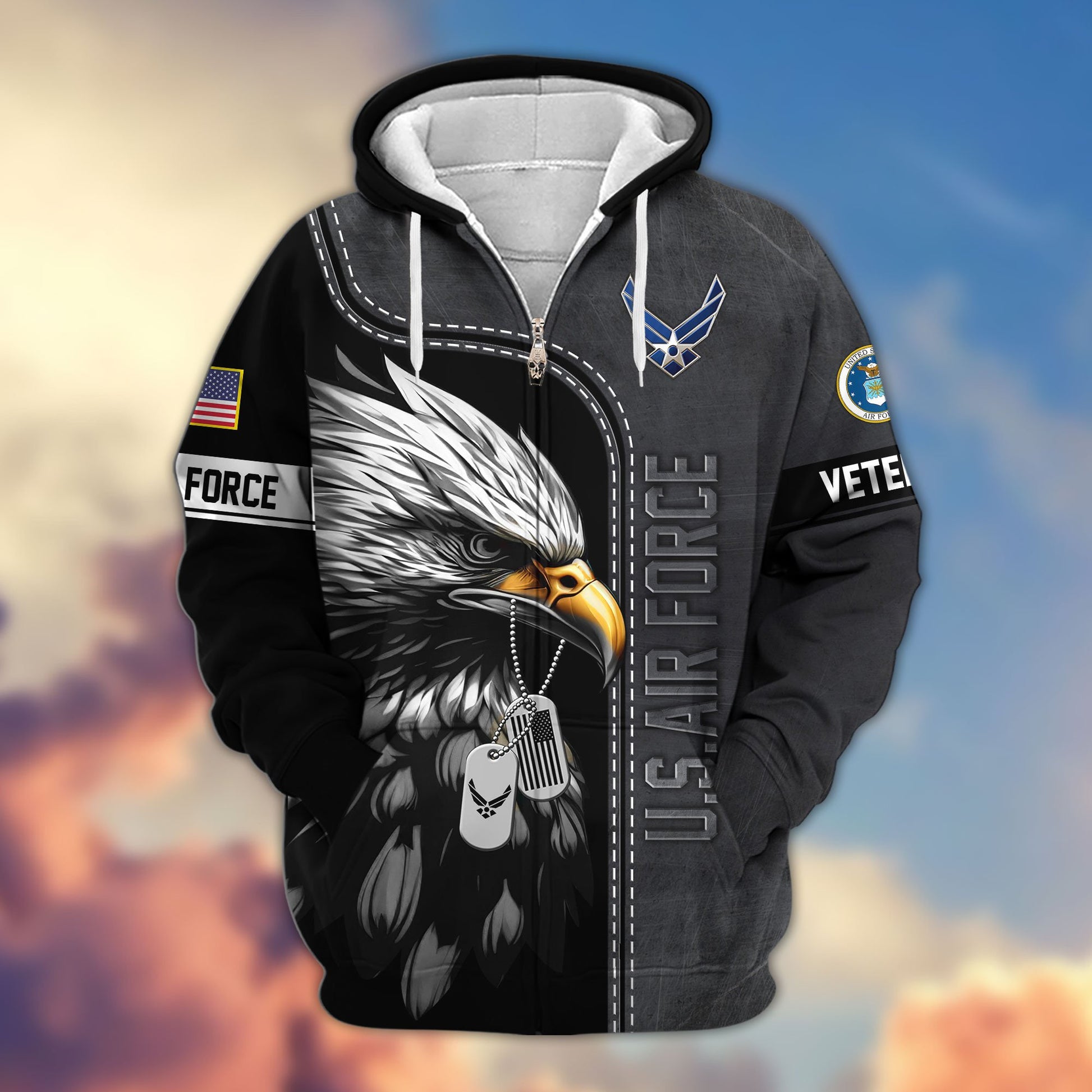 Premium US Veterans Zip Hoodie APHN101011, Gifts For US Veterans, Gifts For Veterans Day