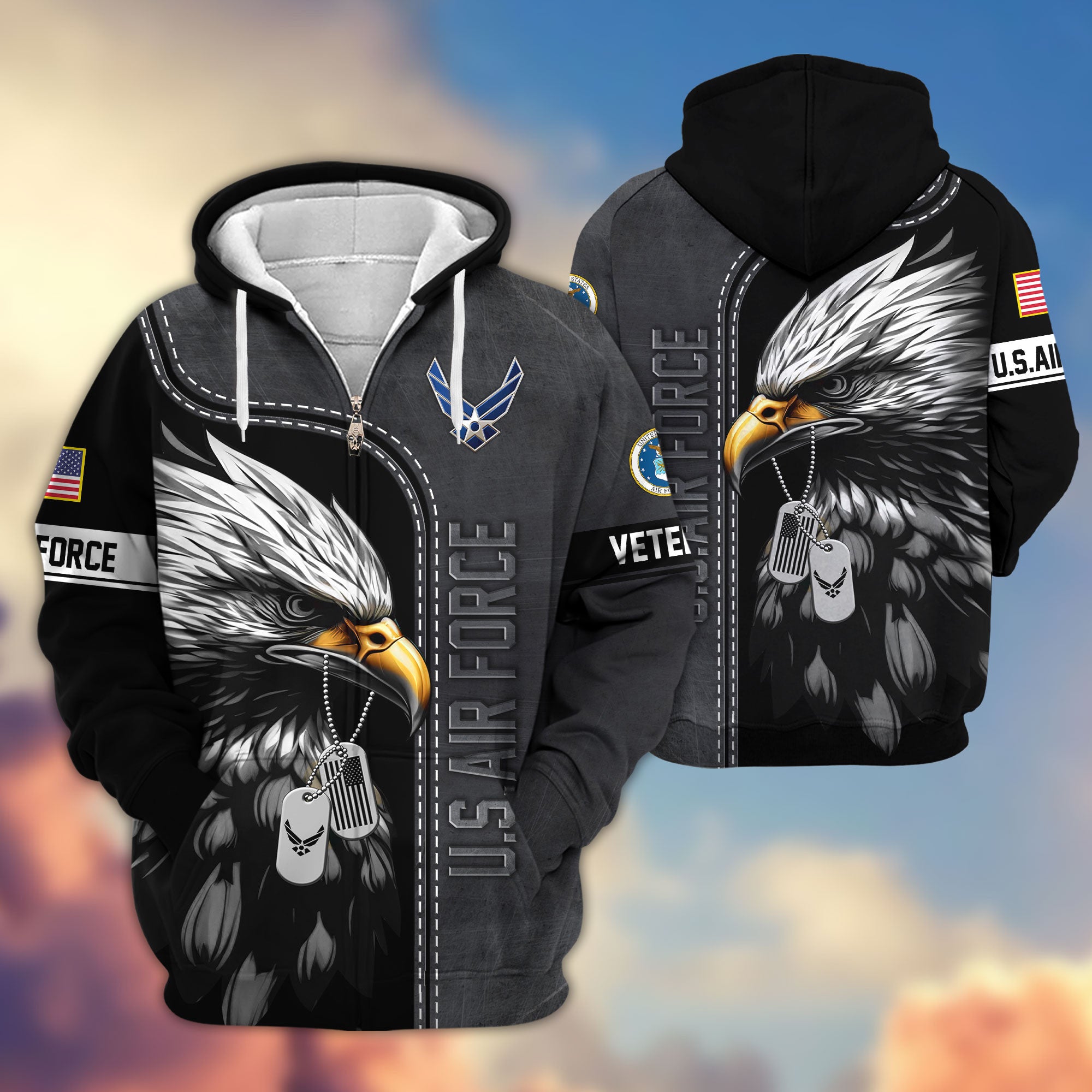 Premium US Veterans Zip Hoodie APHN101011, Gifts For US Veterans, Gifts For Veterans Day