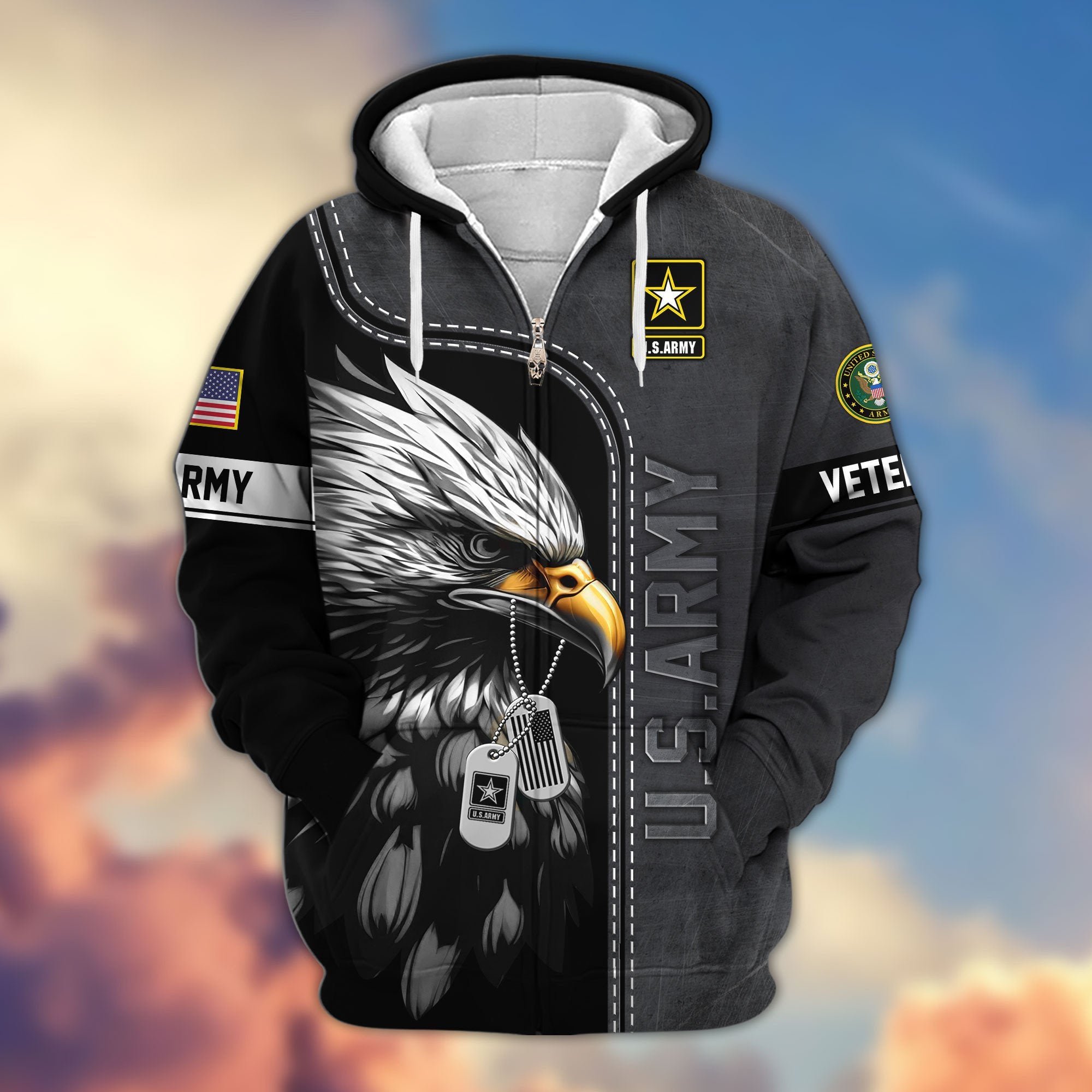 Premium US Veterans Zip Hoodie APHN101011, Gifts For US Veterans, Gifts For Veterans Day