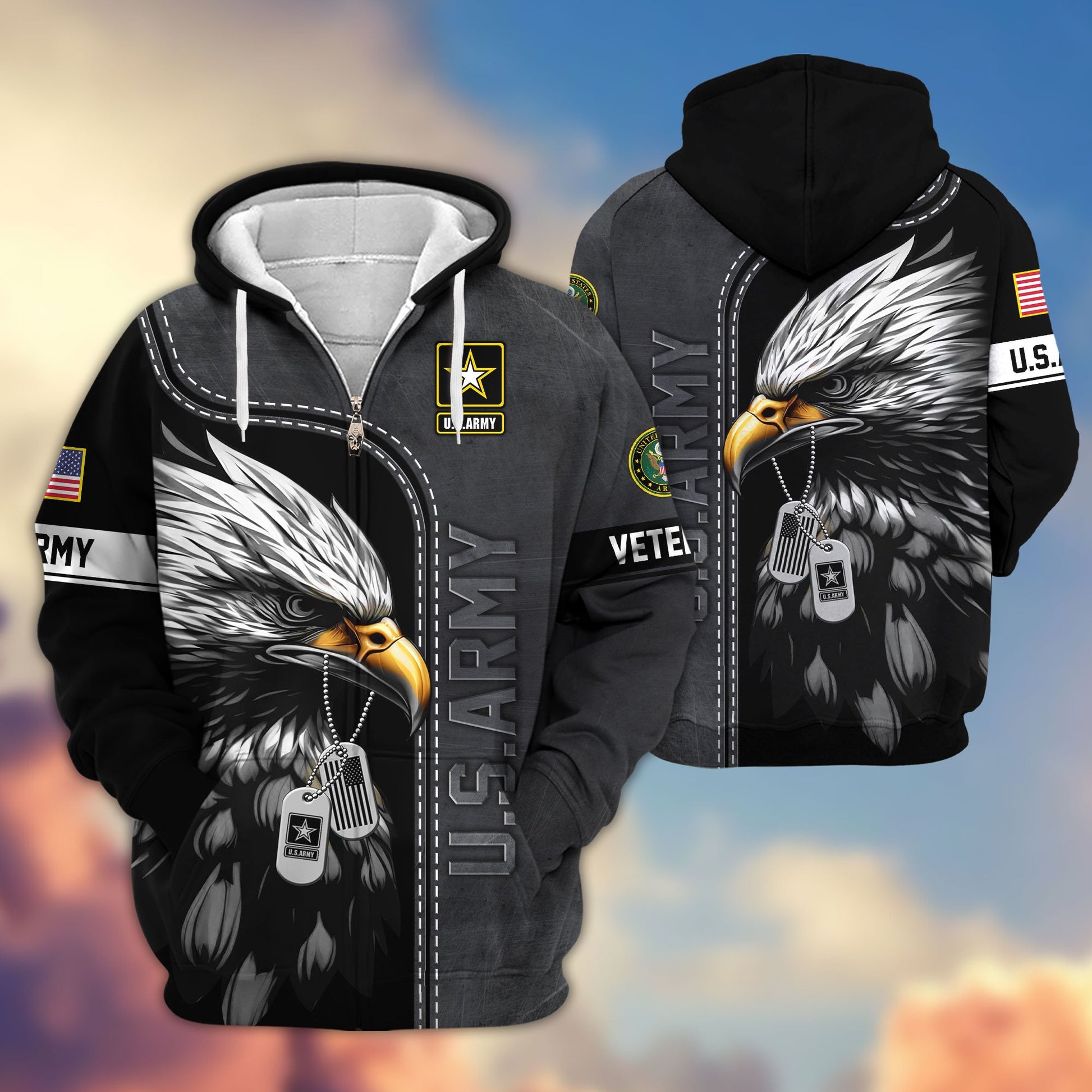 Premium US Veterans Zip Hoodie APHN101011, Gifts For US Veterans, Gifts For Veterans Day