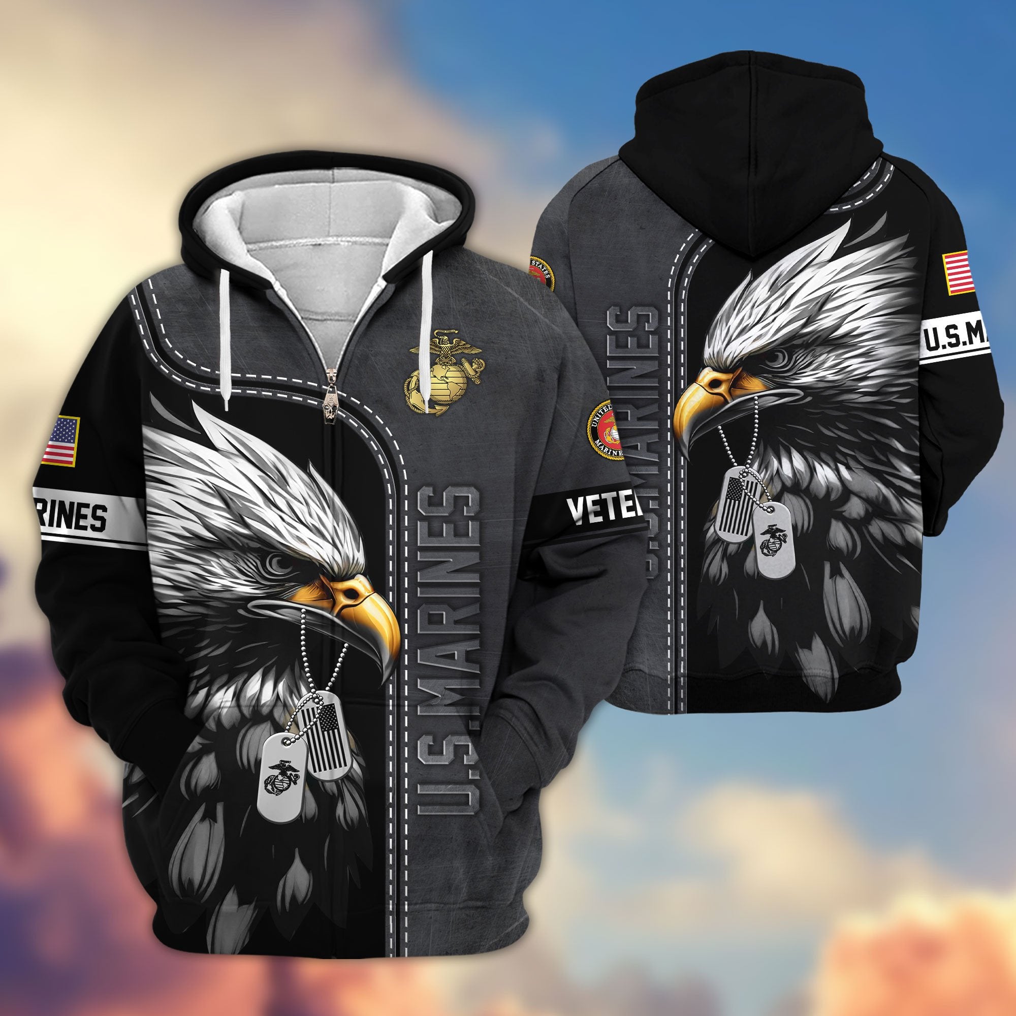 Premium US Veterans Zip Hoodie APHN101011, Gifts For US Veterans, Gifts For Veterans Day