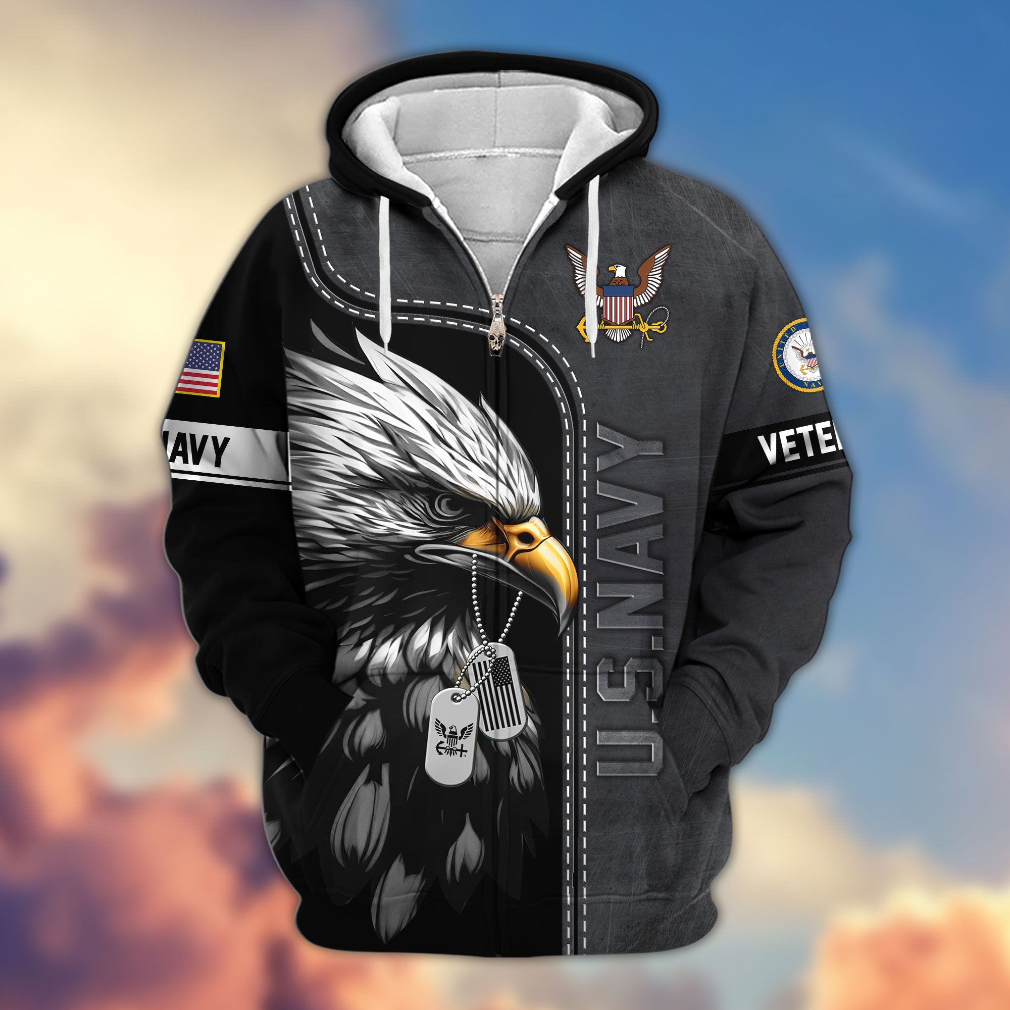 Premium US Veterans Zip Hoodie APHN101011, Gifts For US Veterans, Gifts For Veterans Day