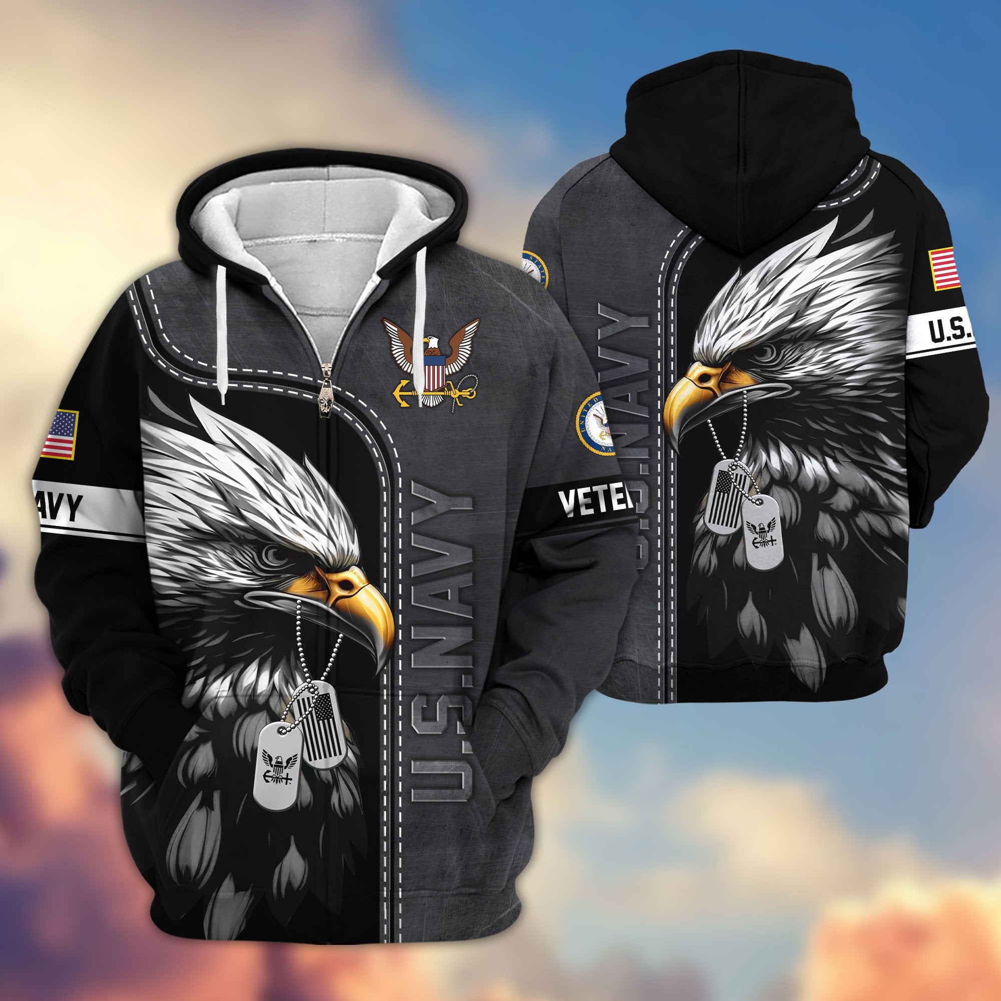 Premium US Veterans Zip Hoodie APHN101011, Gifts For US Veterans, Gifts For Veterans Day