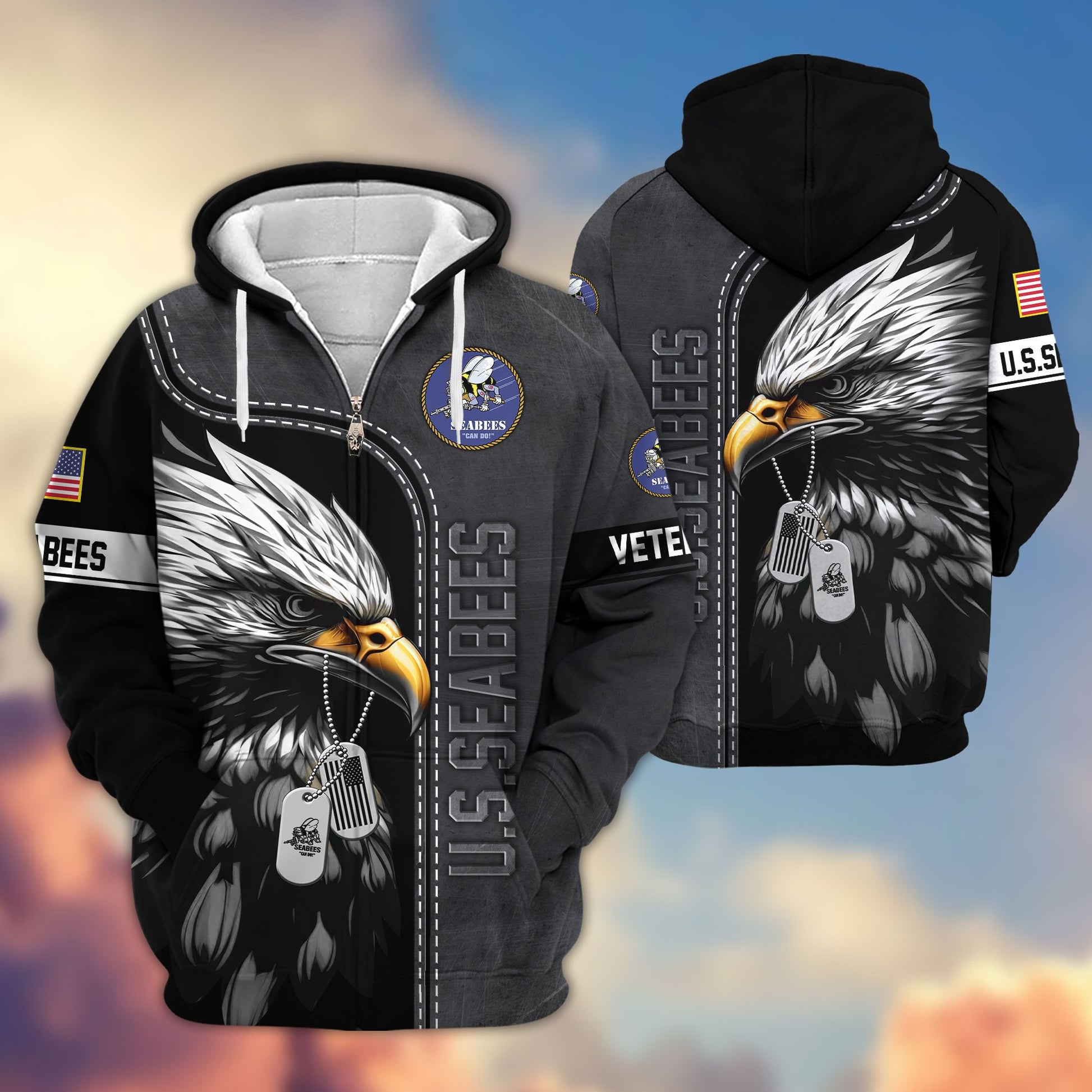 Premium US Veterans Zip Hoodie APHN101011, Gifts For US Veterans, Gifts For Veterans Day