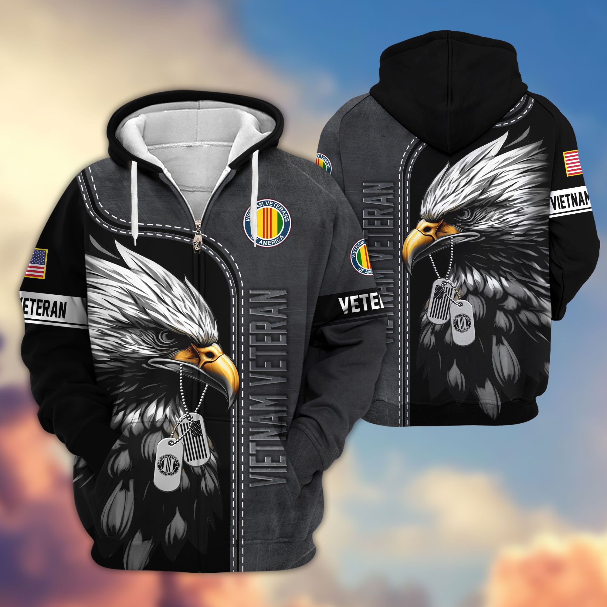 Premium US Veterans Zip Hoodie APHN101011, Gifts For US Veterans, Gifts For Veterans Day