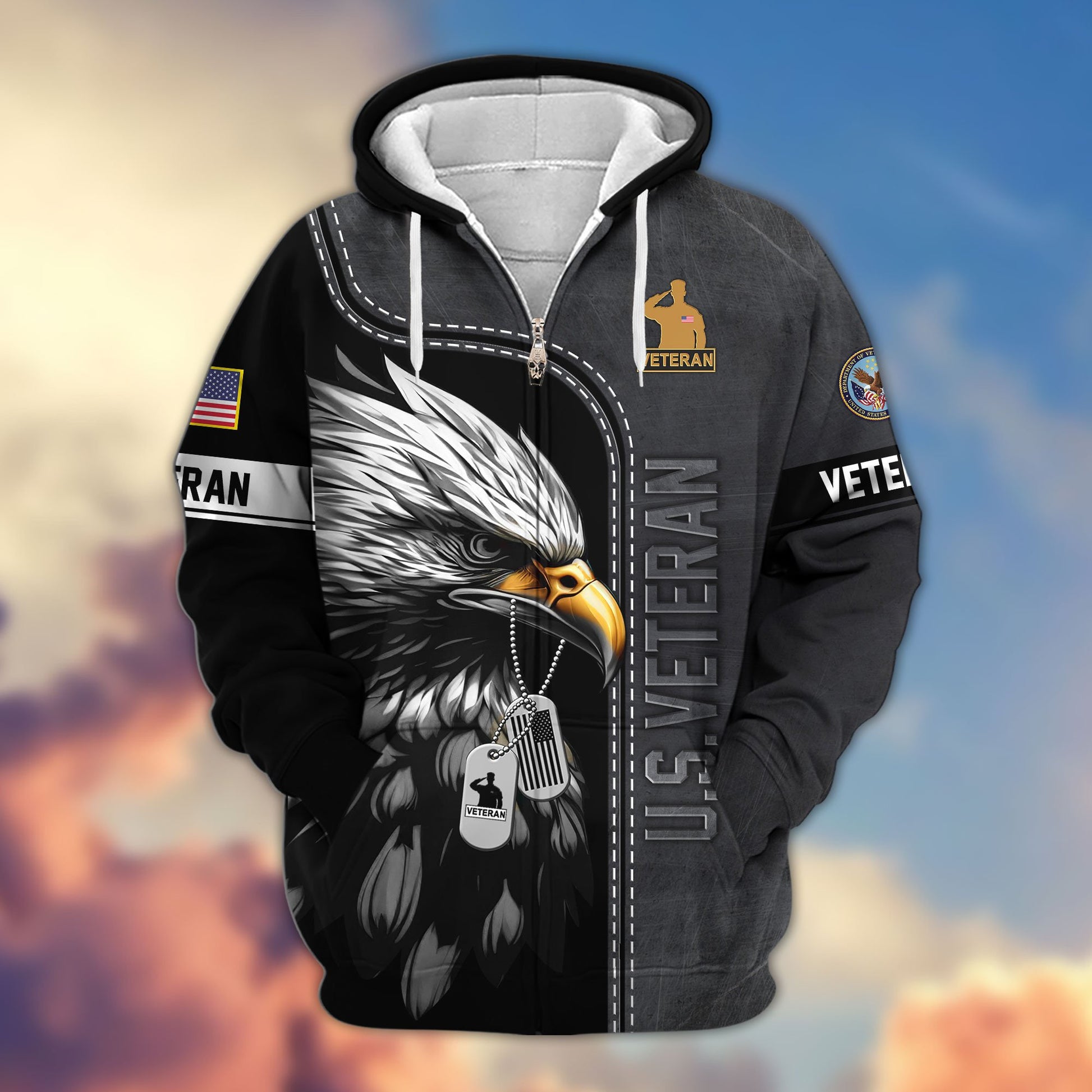 Premium US Veterans Zip Hoodie APHN101011, Gifts For US Veterans, Gifts For Veterans Day