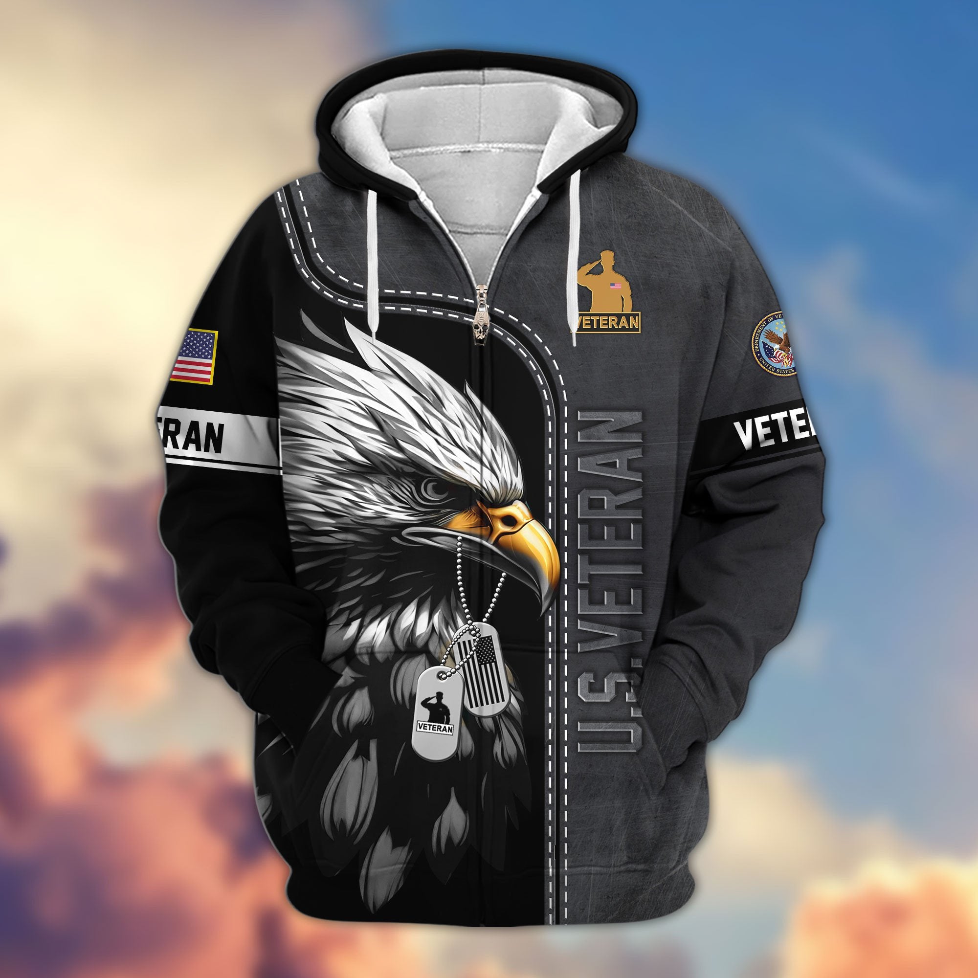 Premium US Veterans Zip Hoodie APHN101011, Gifts For US Veterans, Gifts For Veterans Day