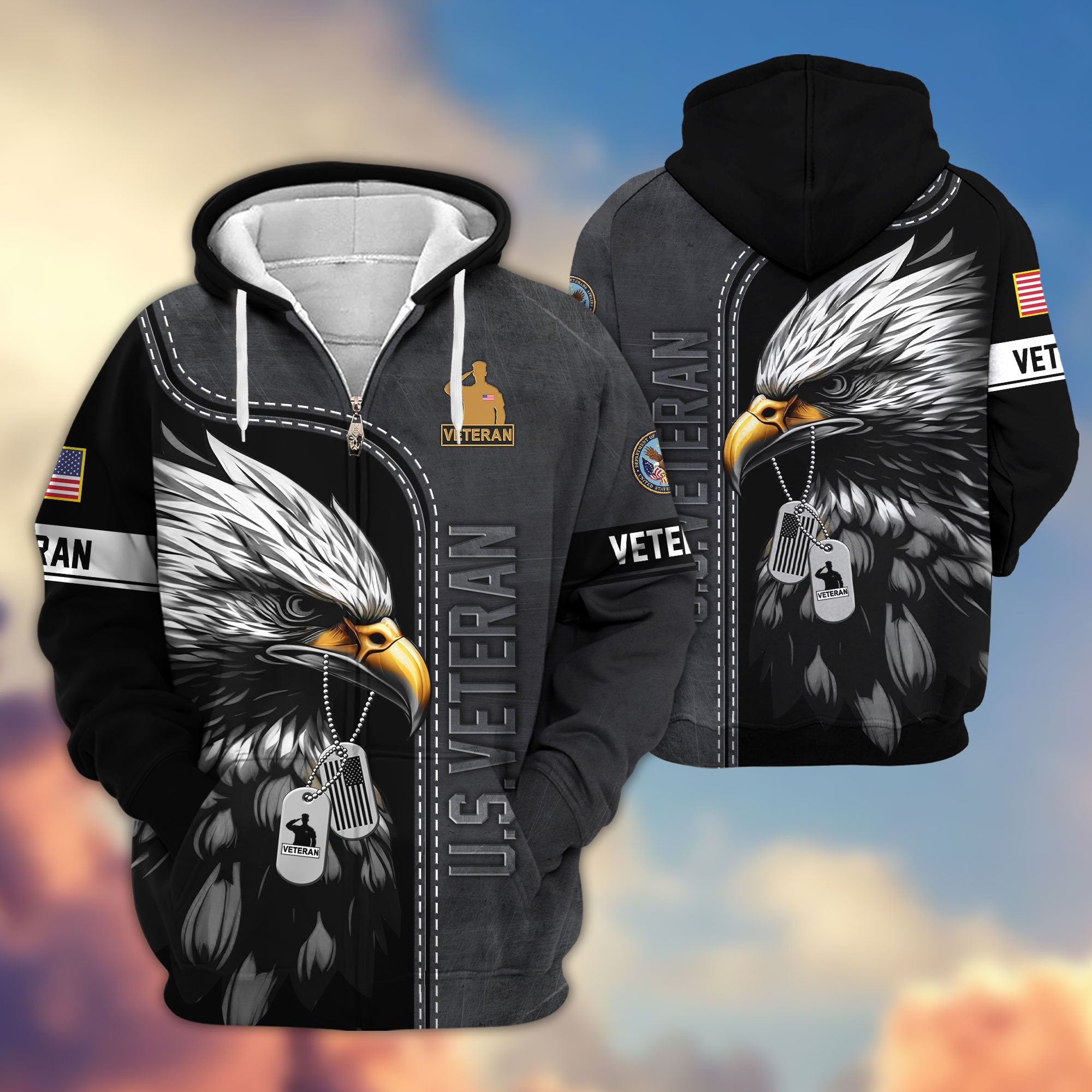 Premium US Veterans Zip Hoodie APHN101011, Gifts For US Veterans, Gifts For Veterans Day