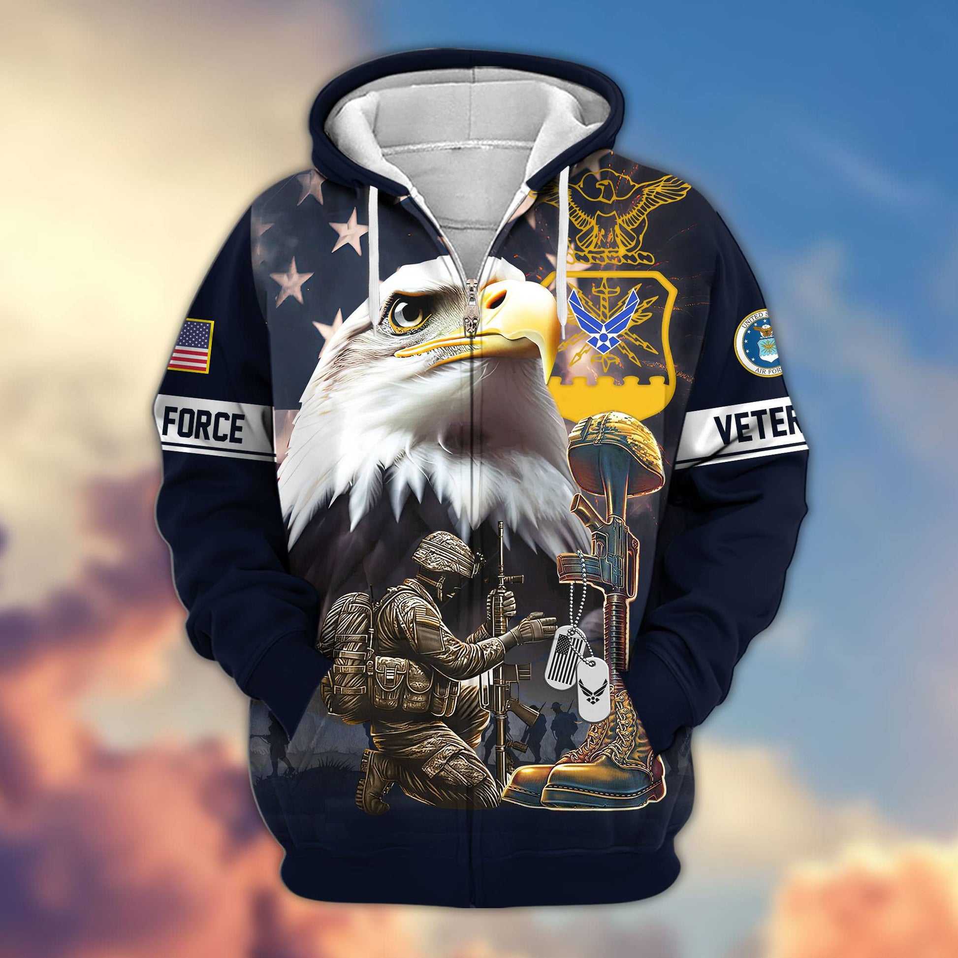 Premium Honoring All Who Served US Veterans Zip Hoodie APHN071011, Gifts For US Veterans, Gifts For Veterans Day