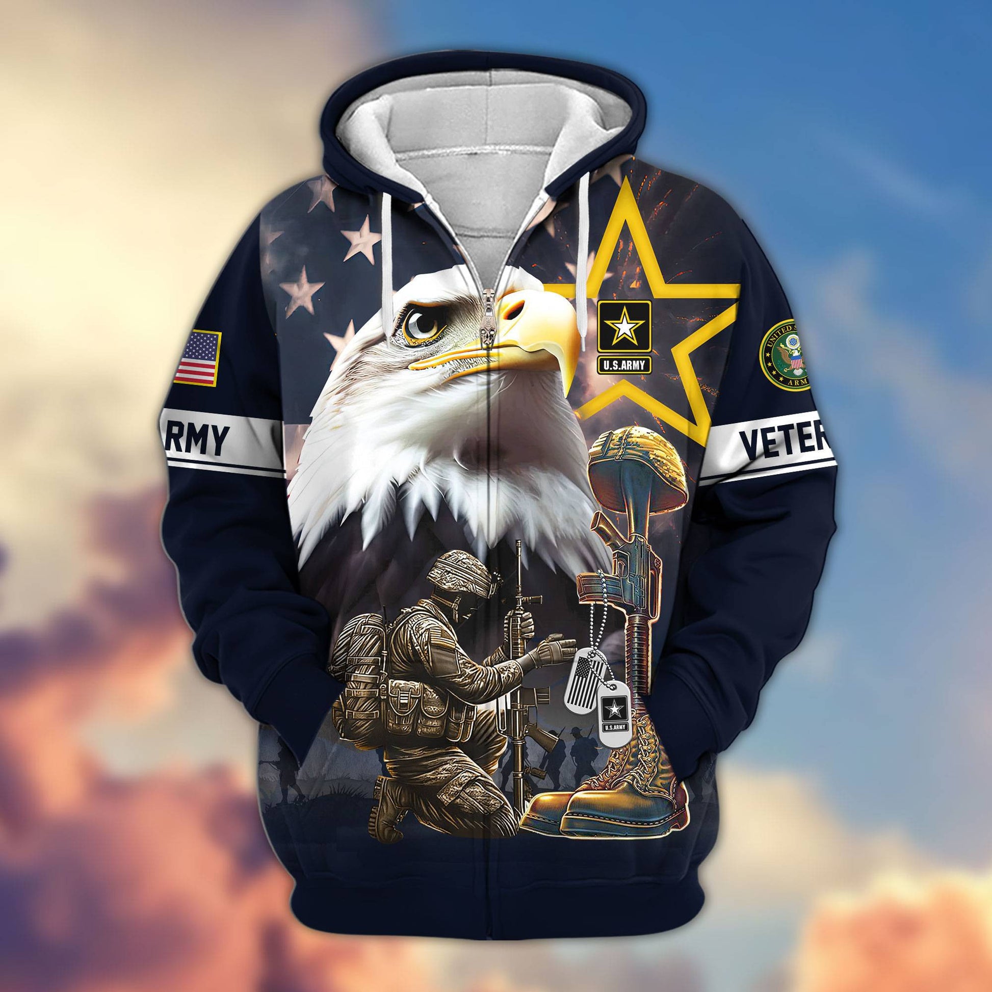 Premium Honoring All Who Served US Veterans Zip Hoodie APHN071011, Gifts For US Veterans, Gifts For Veterans Day