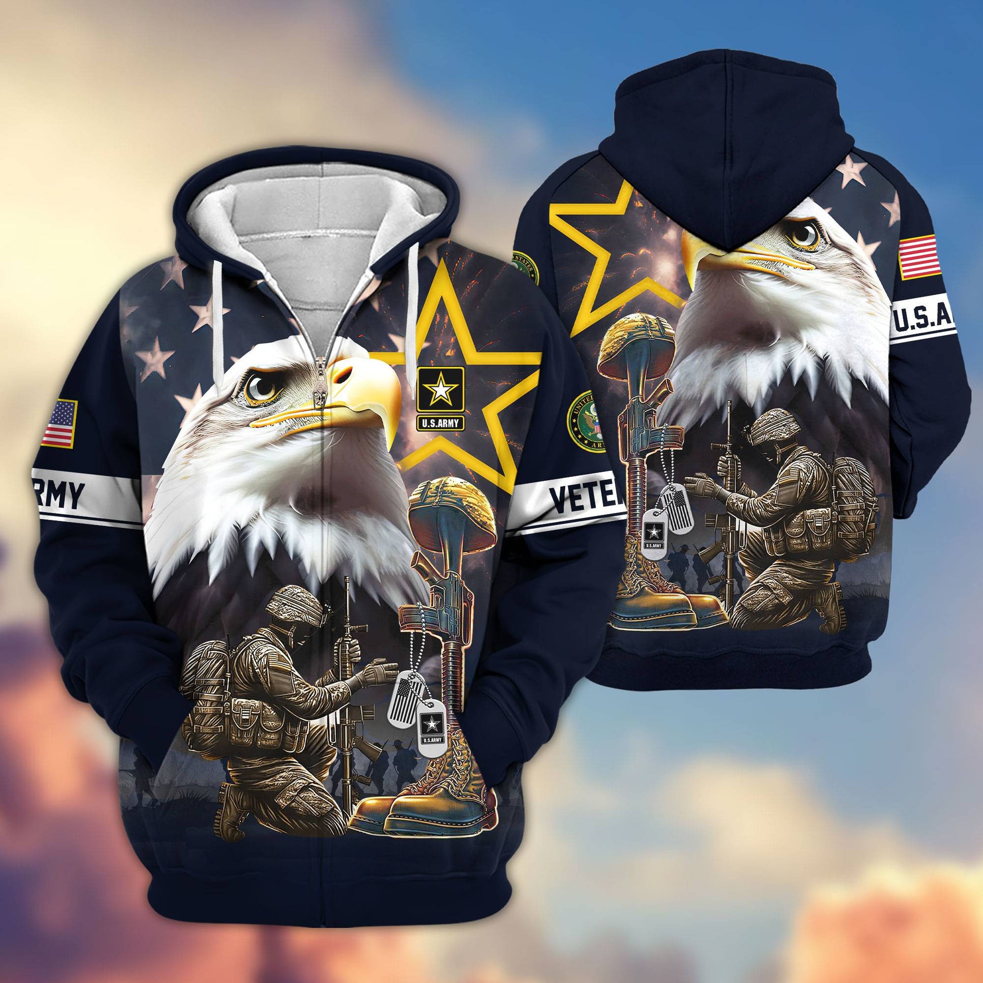 Premium Honoring All Who Served US Veterans Zip Hoodie APHN071011, Gifts For US Veterans, Gifts For Veterans Day