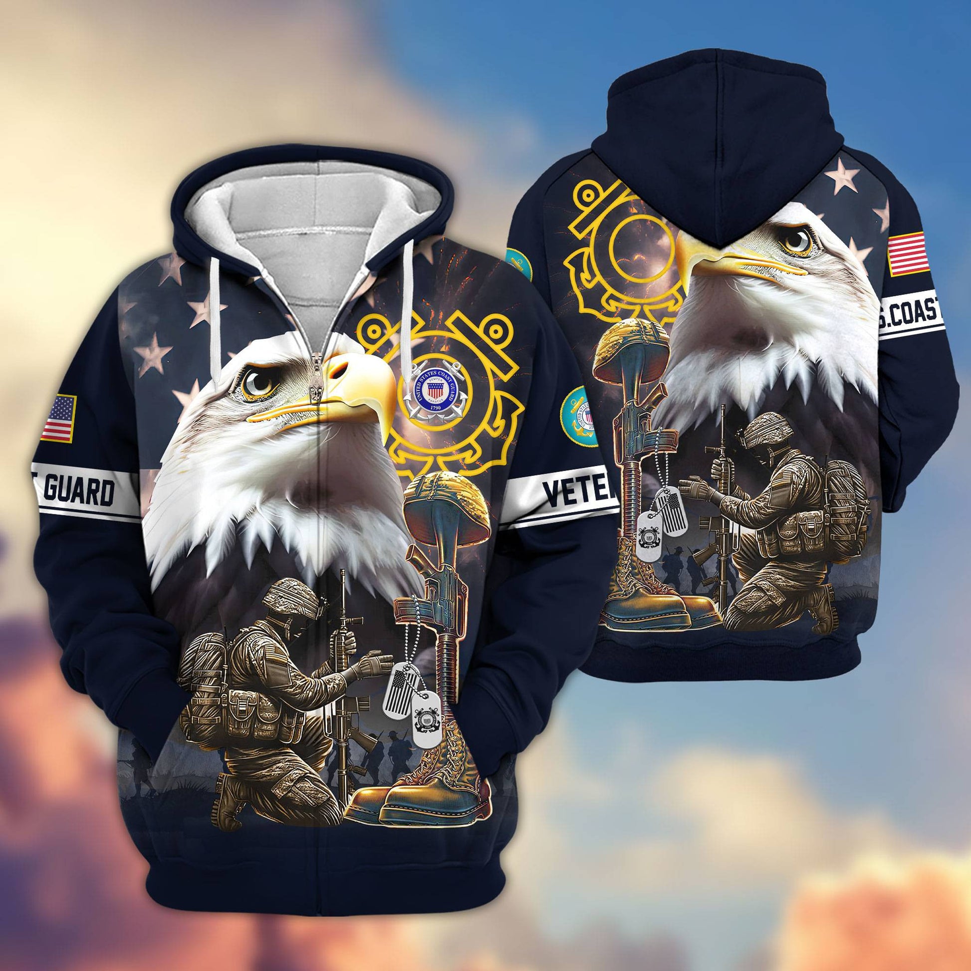 Premium Honoring All Who Served US Veterans Zip Hoodie APHN071011, Gifts For US Veterans, Gifts For Veterans Day
