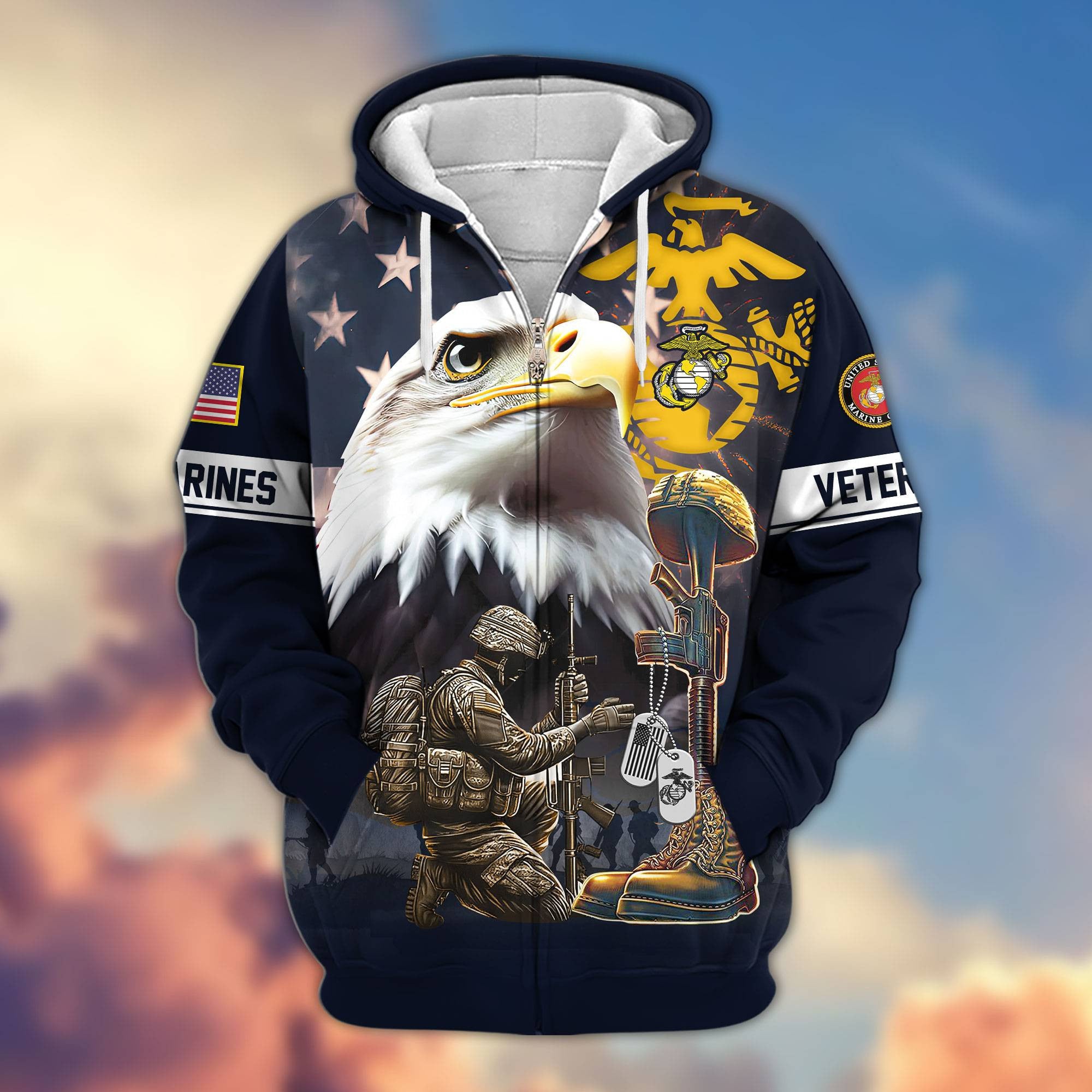 Premium Honoring All Who Served US Veterans Zip Hoodie APHN071011, Gifts For US Veterans, Gifts For Veterans Day