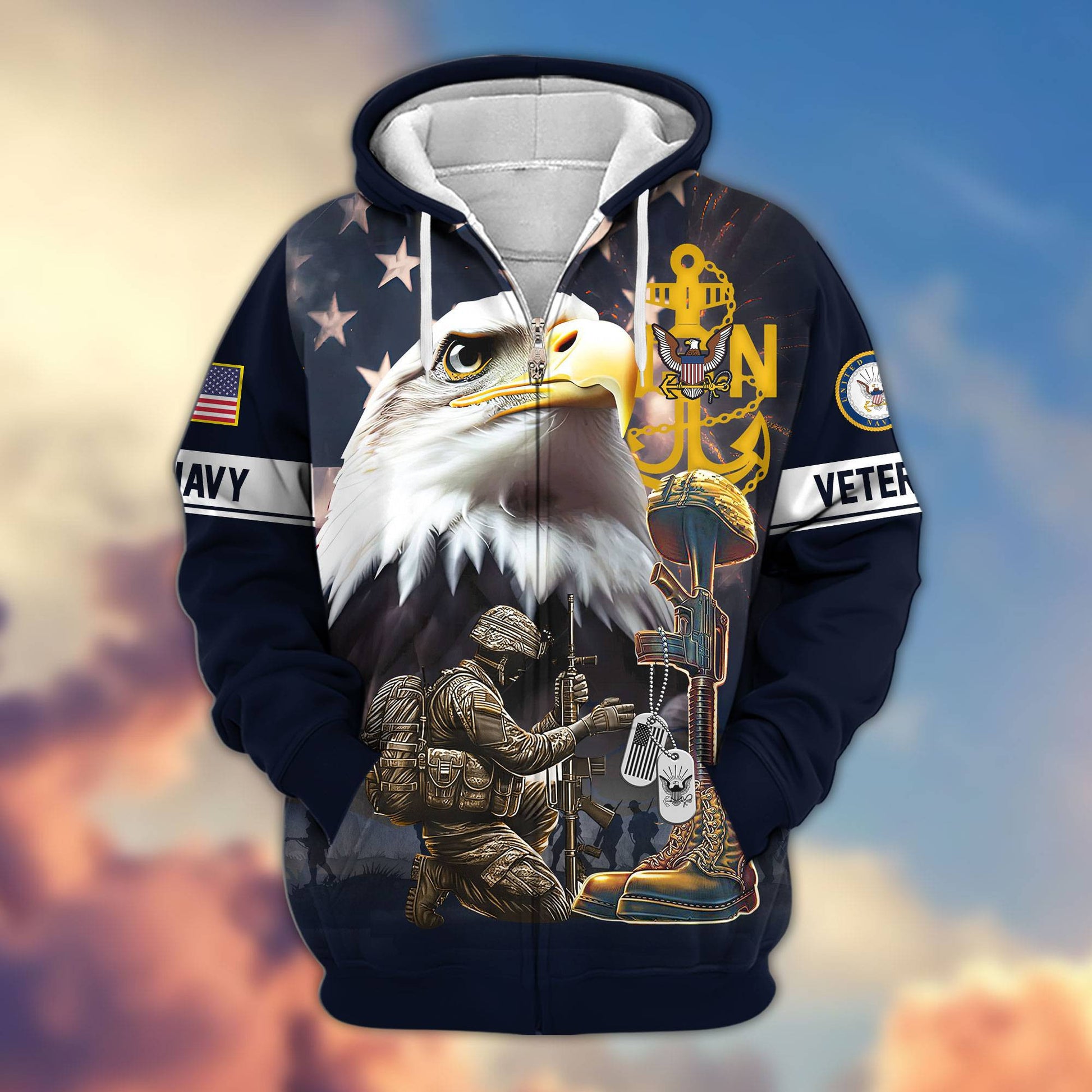 Premium Honoring All Who Served US Veterans Zip Hoodie APHN071011, Gifts For US Veterans, Gifts For Veterans Day