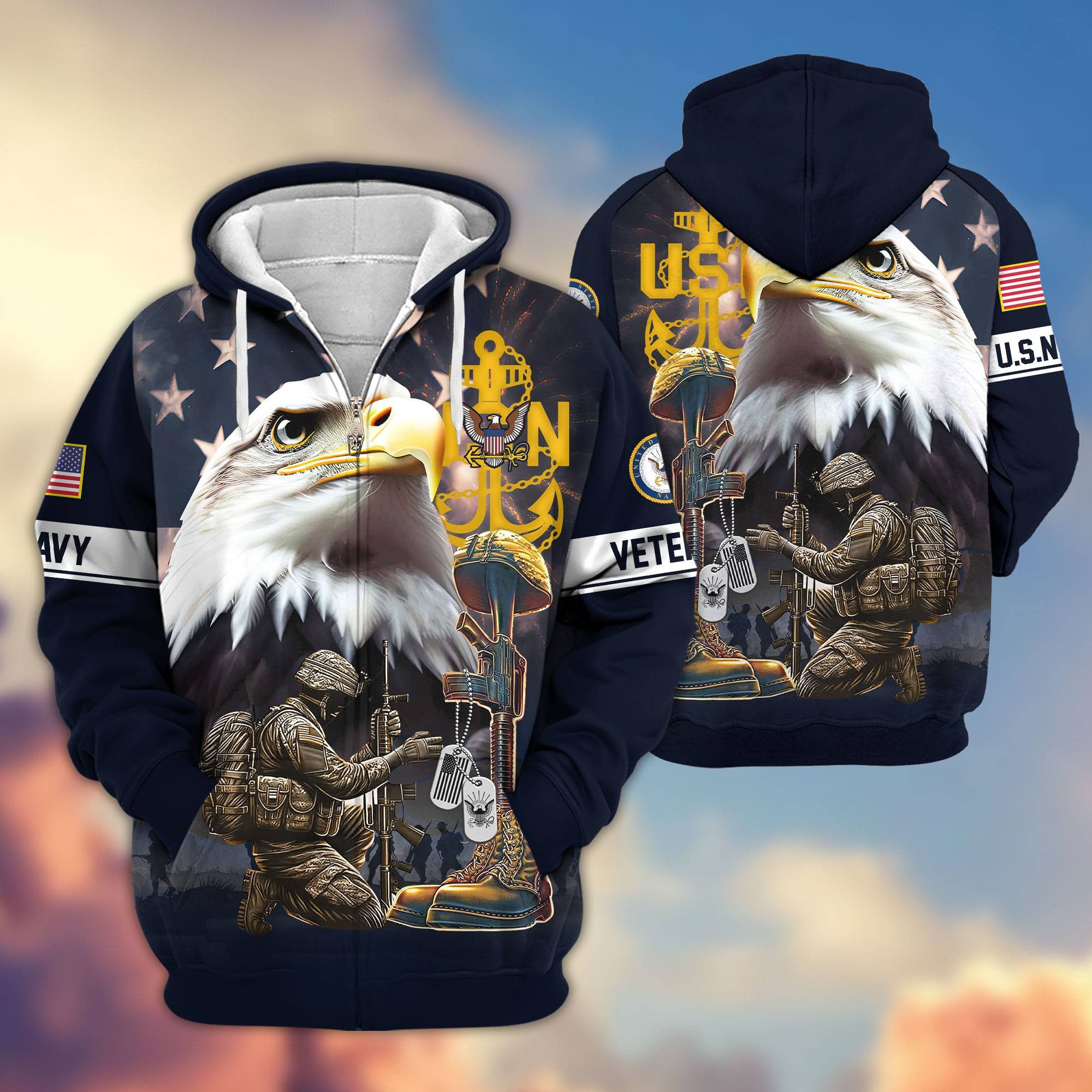 Premium Honoring All Who Served US Veterans Zip Hoodie APHN071011, Gifts For US Veterans, Gifts For Veterans Day