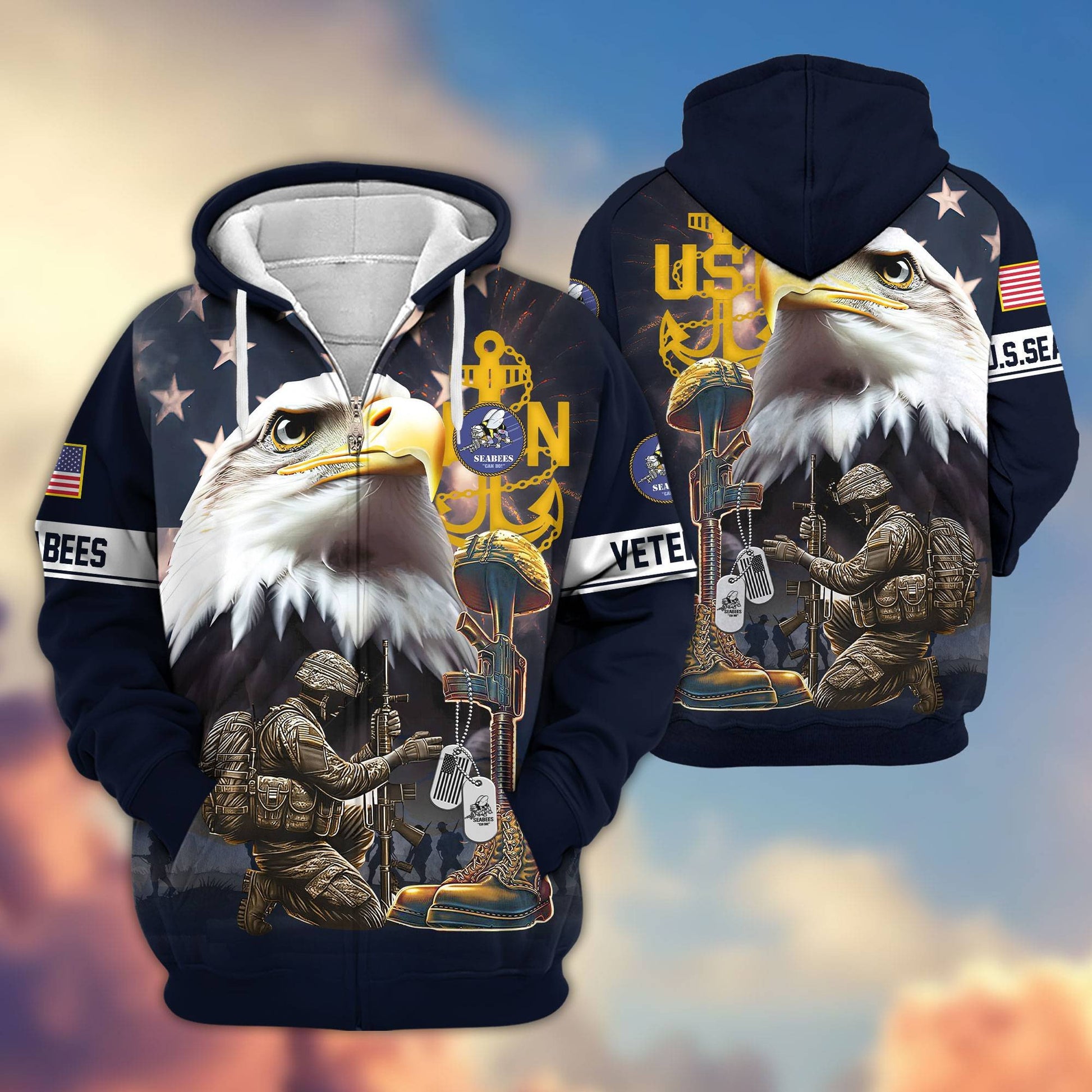 Premium Honoring All Who Served US Veterans Zip Hoodie APHN071011, Gifts For US Veterans, Gifts For Veterans Day