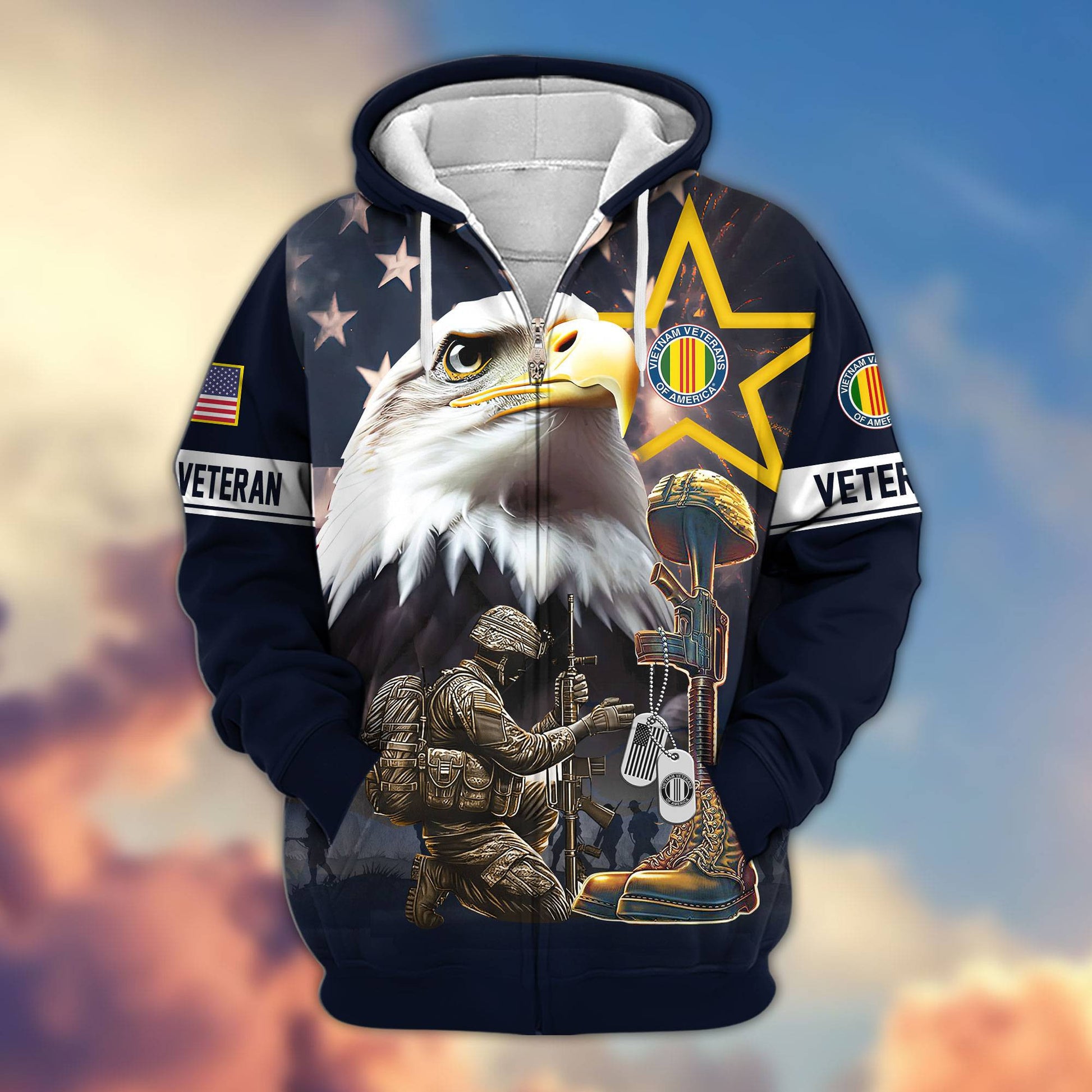 Premium Honoring All Who Served US Veterans Zip Hoodie APHN071011, Gifts For US Veterans, Gifts For Veterans Day