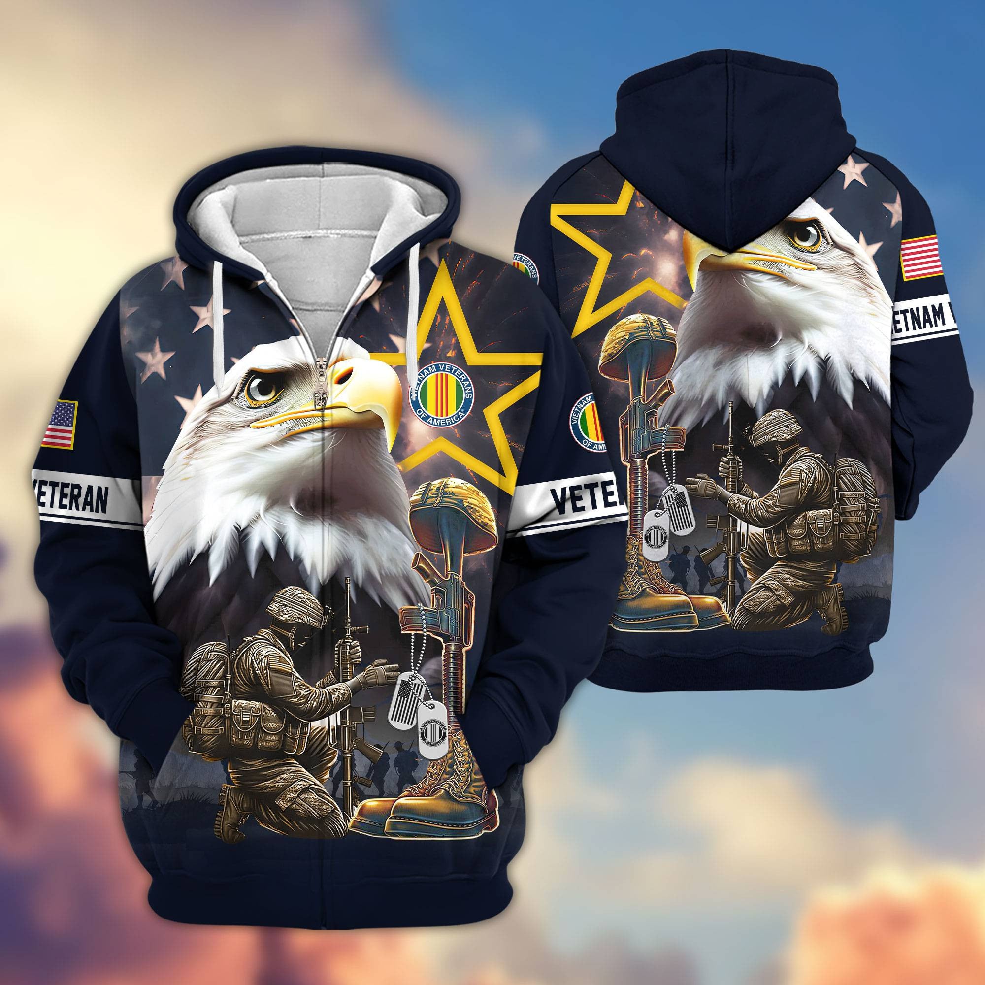Premium Honoring All Who Served US Veterans Zip Hoodie APHN071011, Gifts For US Veterans, Gifts For Veterans Day
