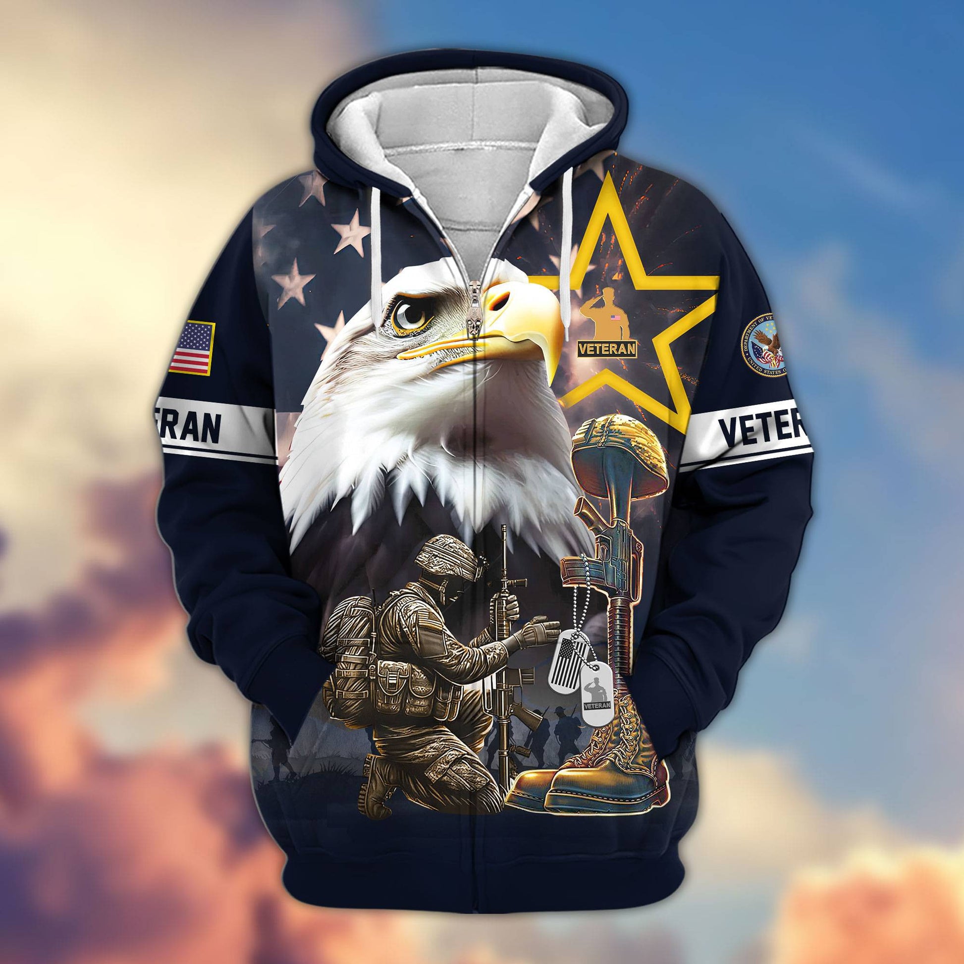 Premium Honoring All Who Served US Veterans Zip Hoodie APHN071011, Gifts For US Veterans, Gifts For Veterans Day