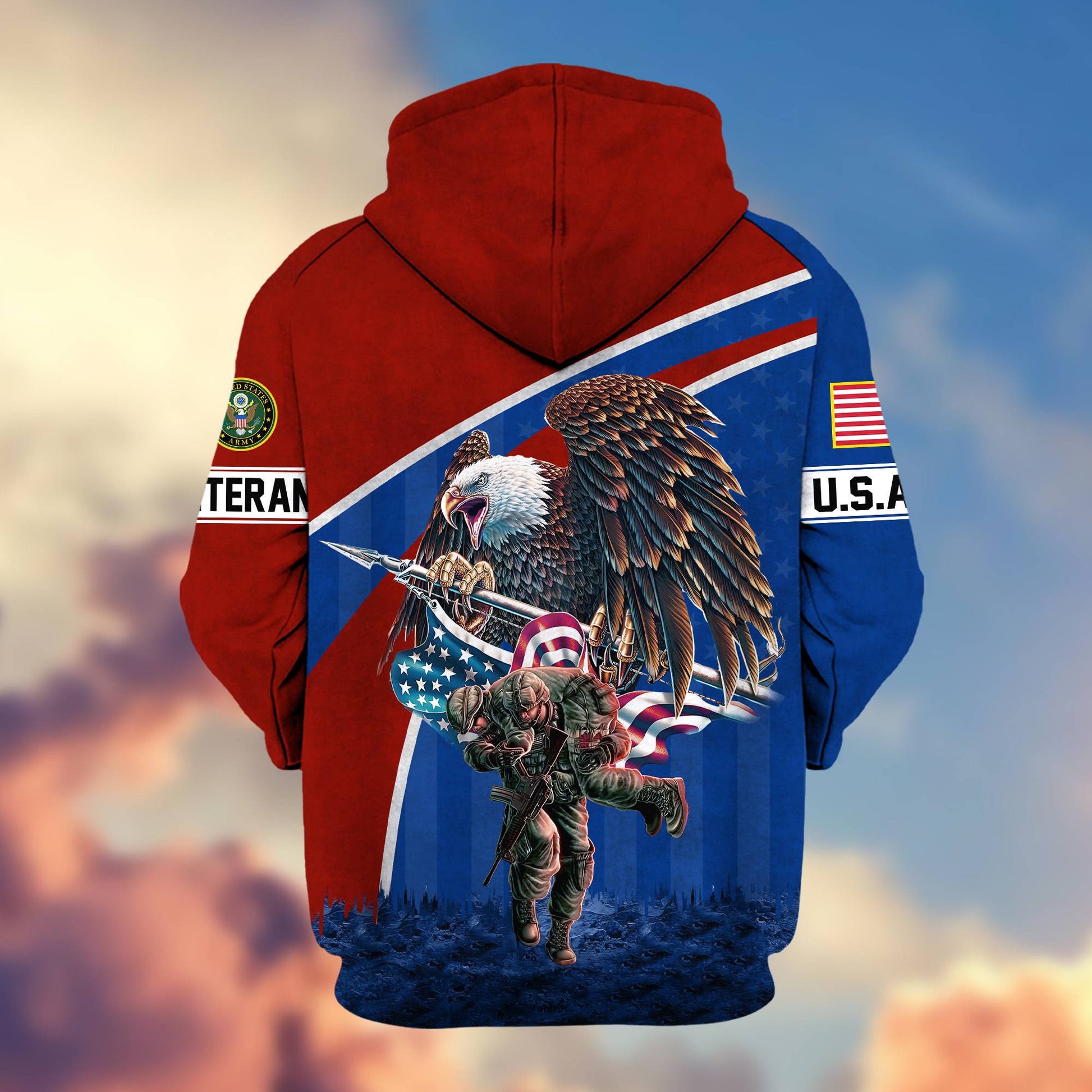 Premium US Army Veteran Zip Hoodie VPVC605201, Gifts For Army Veteran