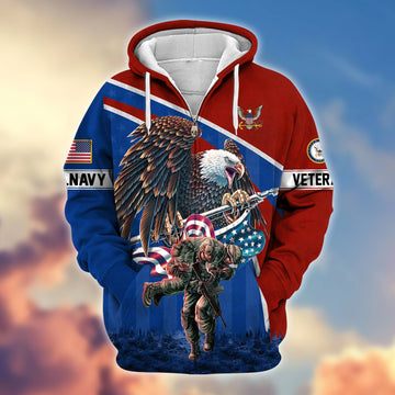 Premium US Navy Veteran Zip Hoodie VPVC605202, Gifts For Navy Veteran