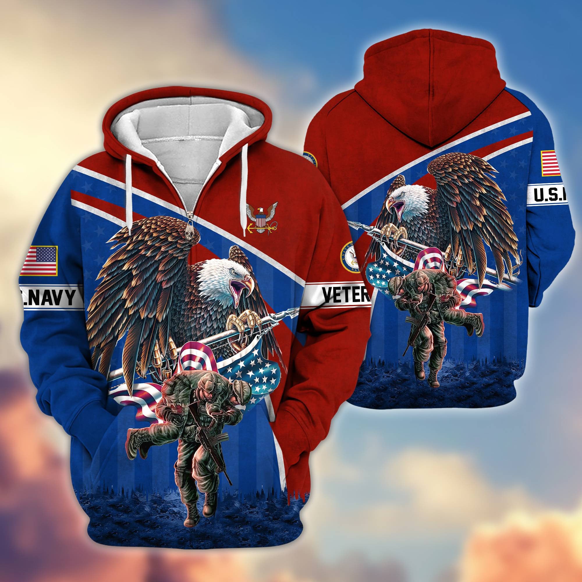 Premium US Navy Veteran Zip Hoodie VPVC605202, Gifts For Navy Veteran