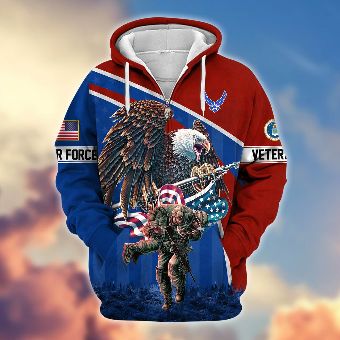 Premium USAF Veteran Zip Hoodie VPVC605204, Gifts For Air Force Veteran