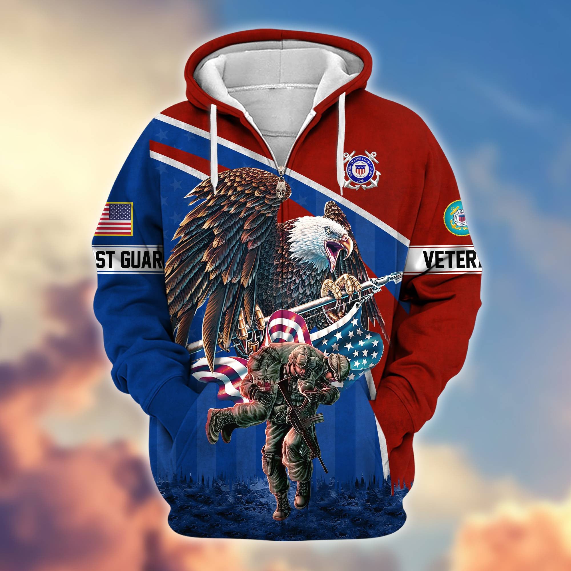 Premium USCG Veteran Zip Hoodie VPVC605205, Gifts For Coast Guard Veteran