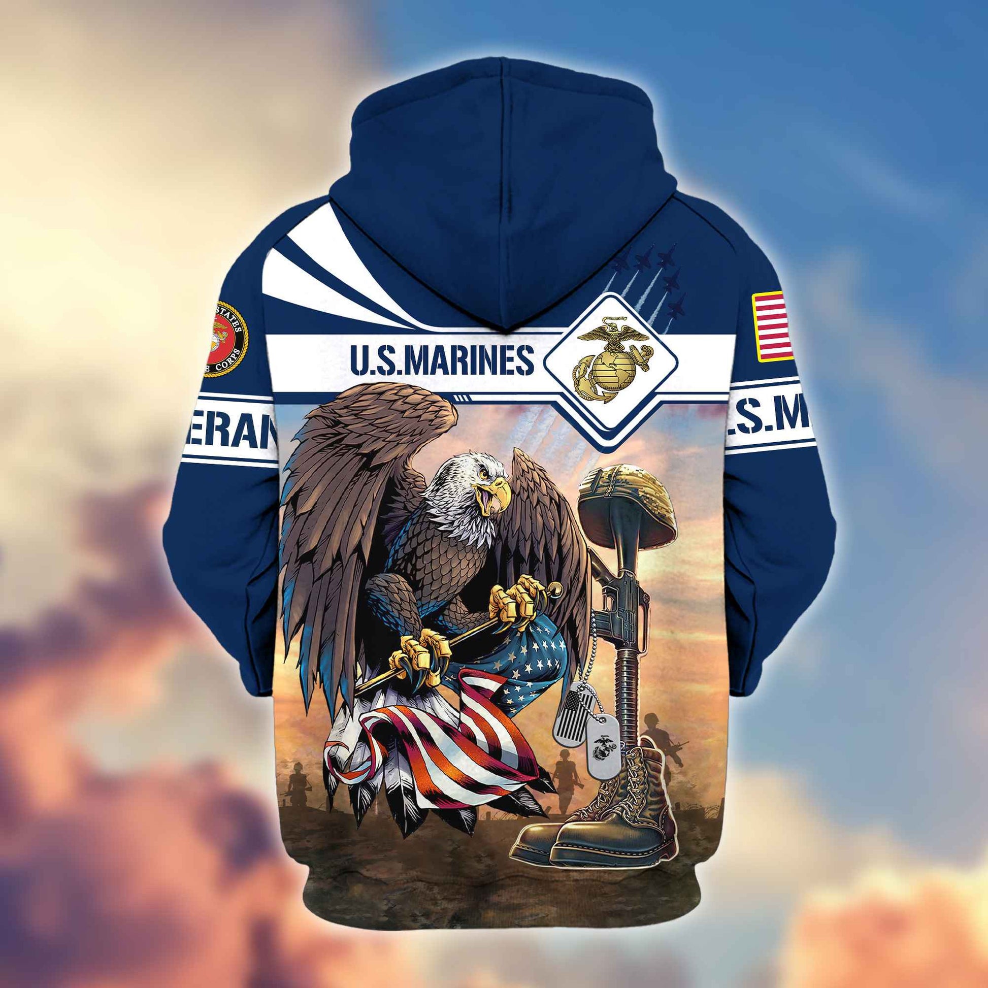Premium US Marine Corps Veteran Zip Hoodie BPVC151012