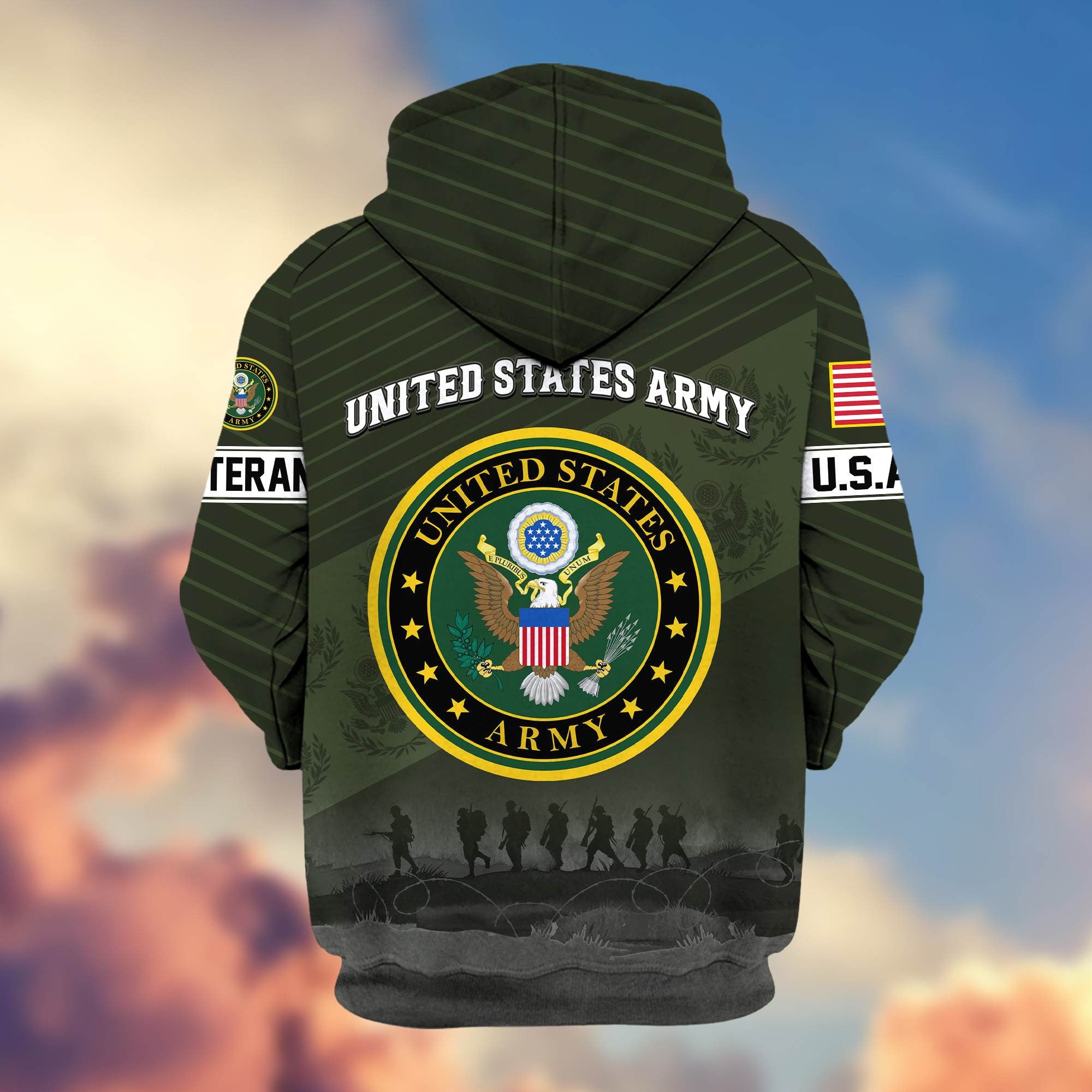 Premium US Army Veteran Zip Hoodie VPVC605401, Gifts For Army Veteran