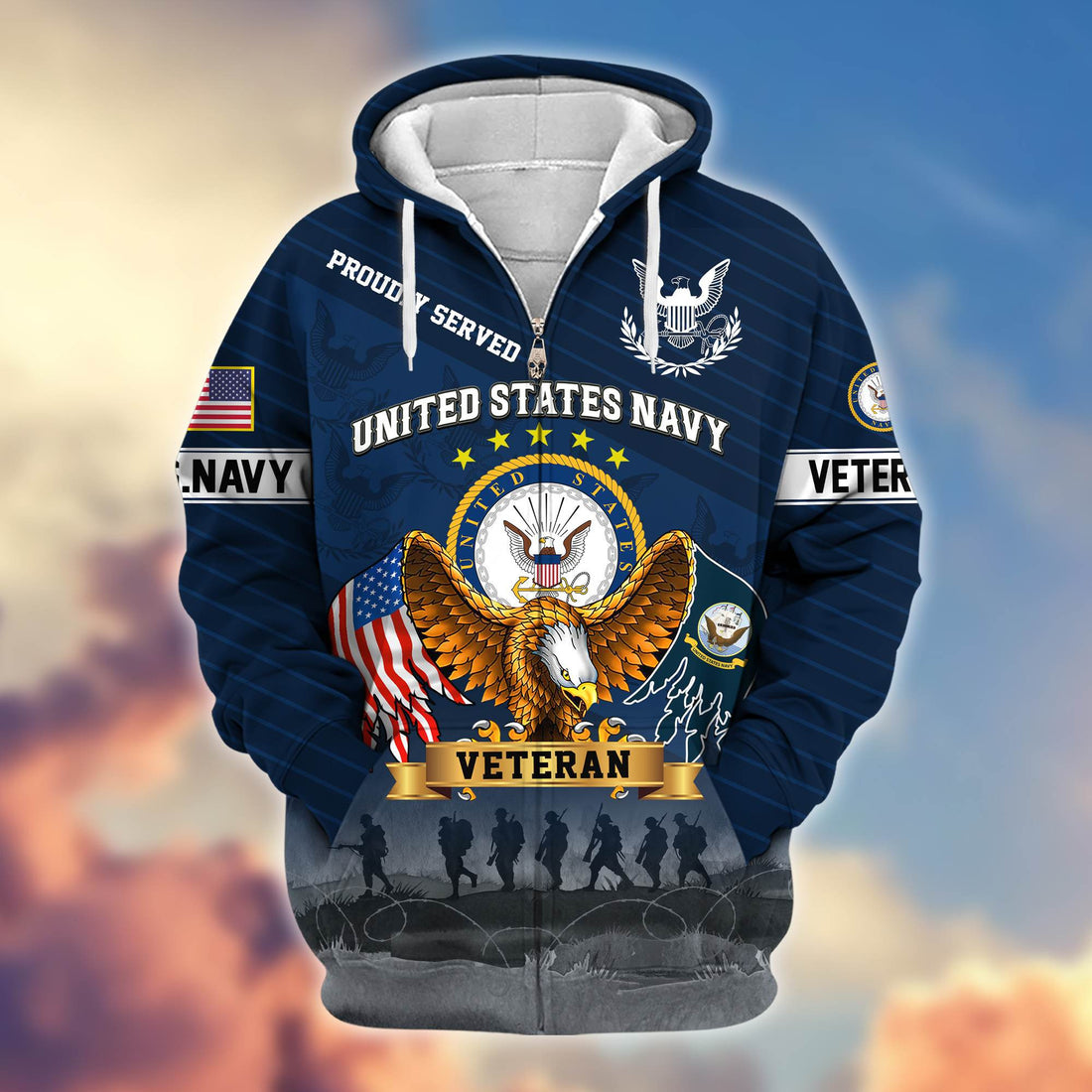 Premium US Navy Veteran Zip Hoodie VPVC605402, Gifts For Navy Veteran