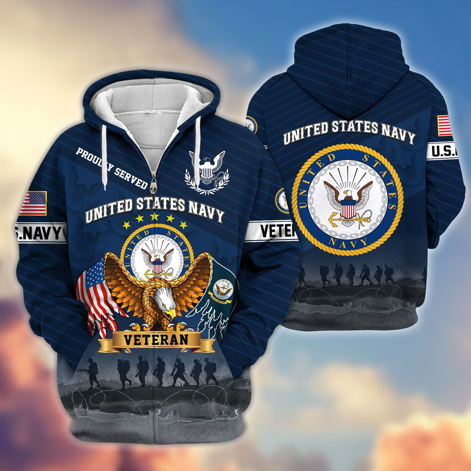 Premium US Navy Veteran Zip Hoodie VPVC605402, Gifts For Navy Veteran