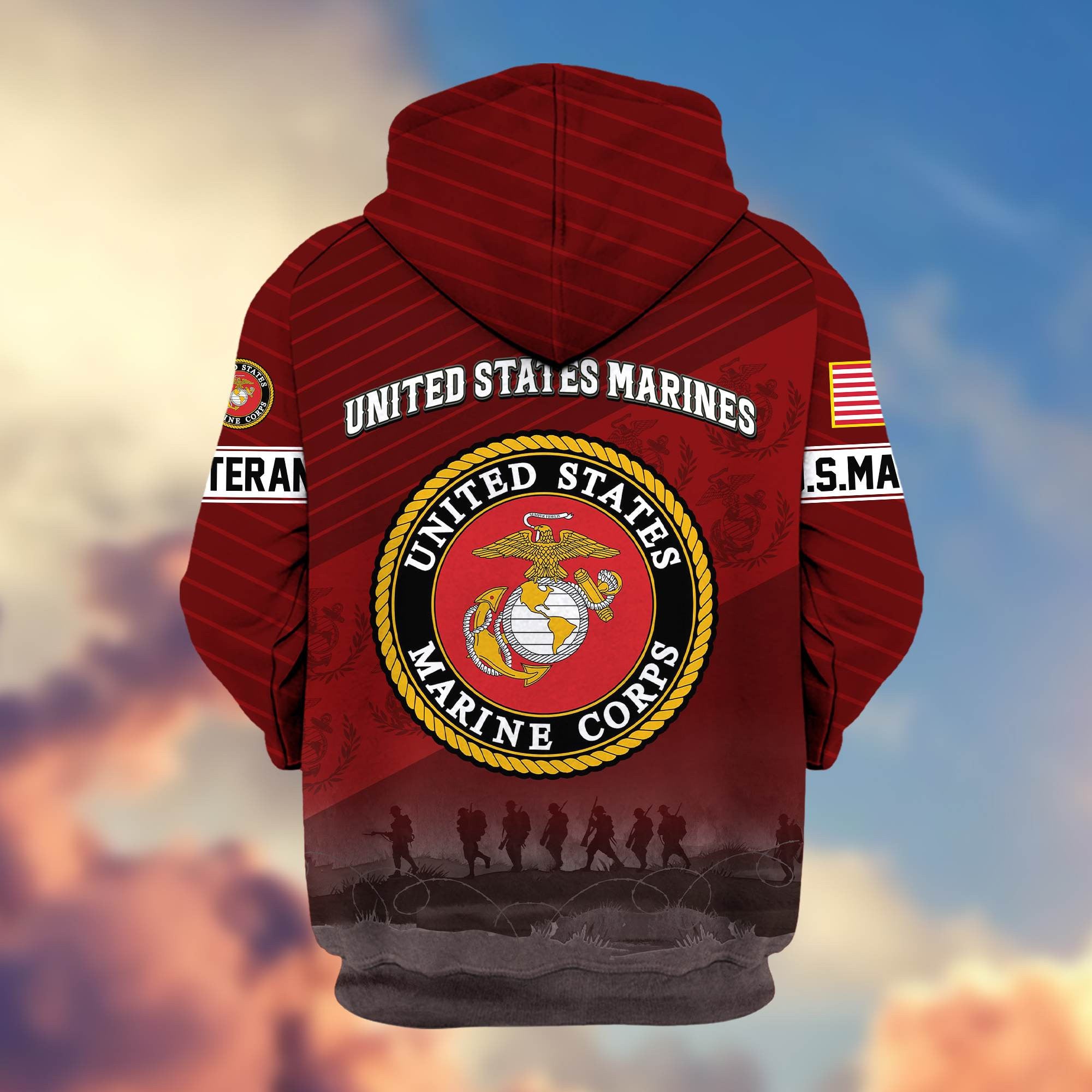 Premium USMC Veteran Zip Hoodie VPVC605403, Gifts For Marine Veteran
