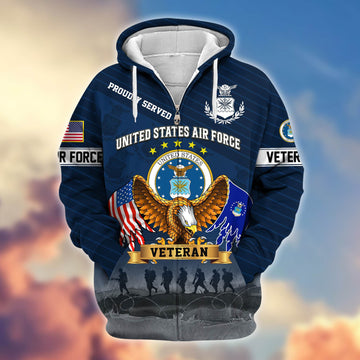 Premium USAF Veteran Zip Hoodie VPVC605404, Gifts For Air Force Veteran