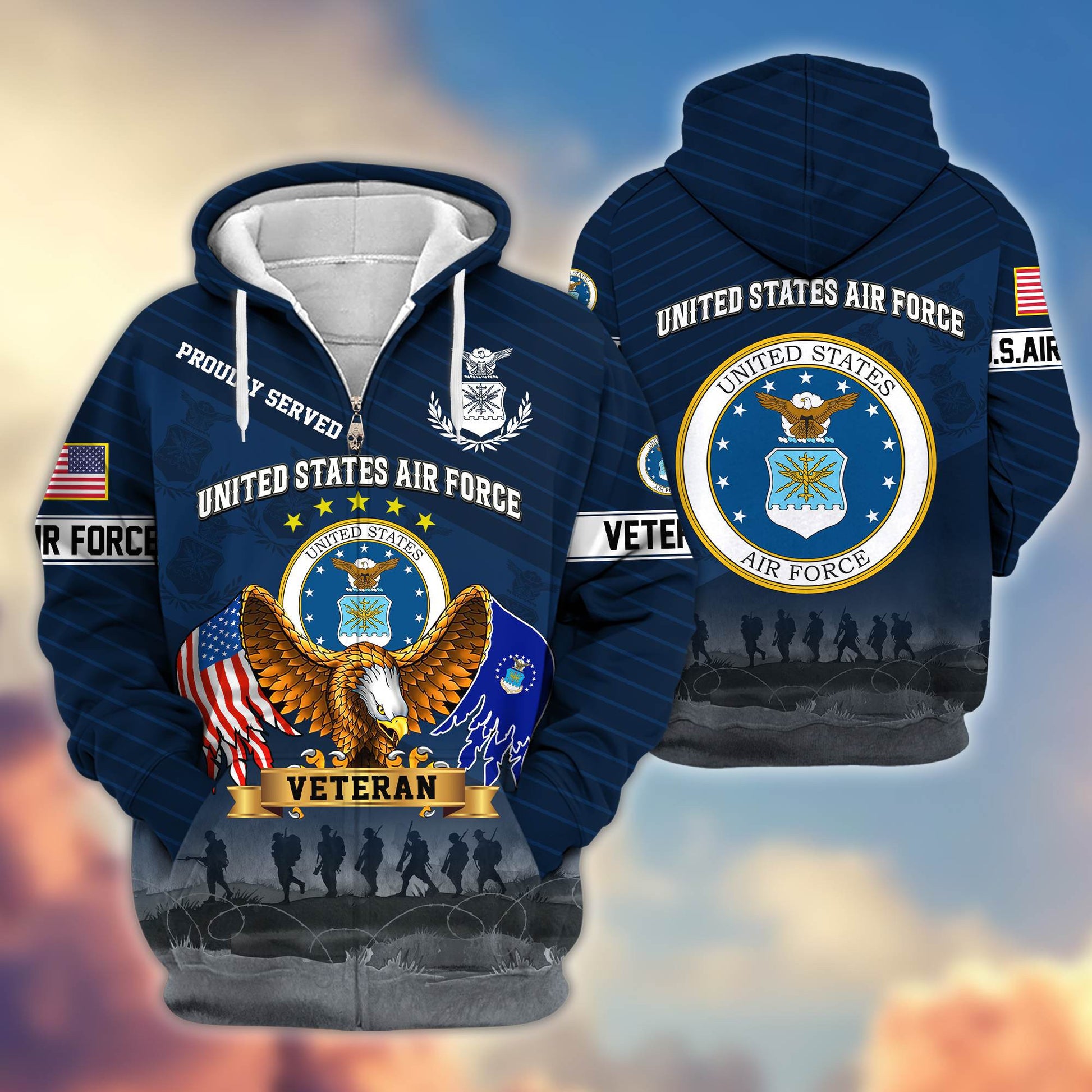Premium USAF Veteran Zip Hoodie VPVC605404, Gifts For Air Force Veteran