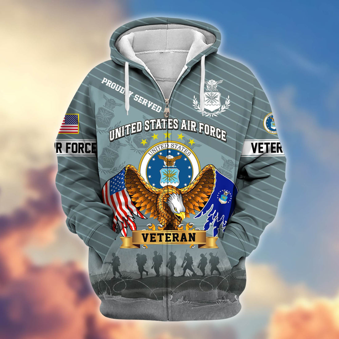 Premium USAF Veteran Zip Hoodie VPVC605411, Gifts For Air Force Veteran